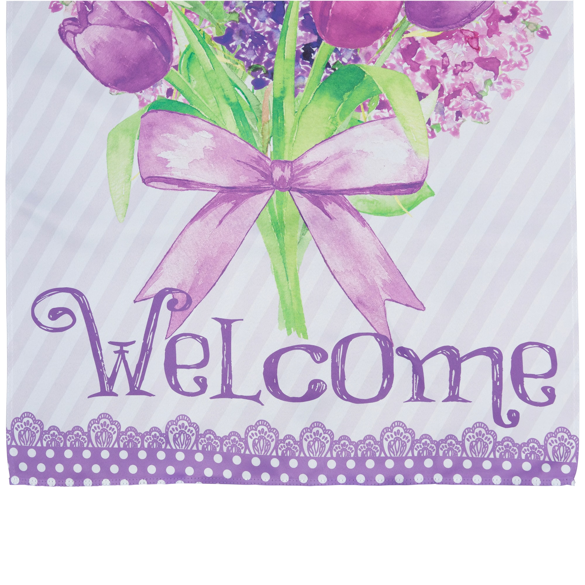Welcome Purple Floral Bouquet Outdoor House Flag 28" x 40"