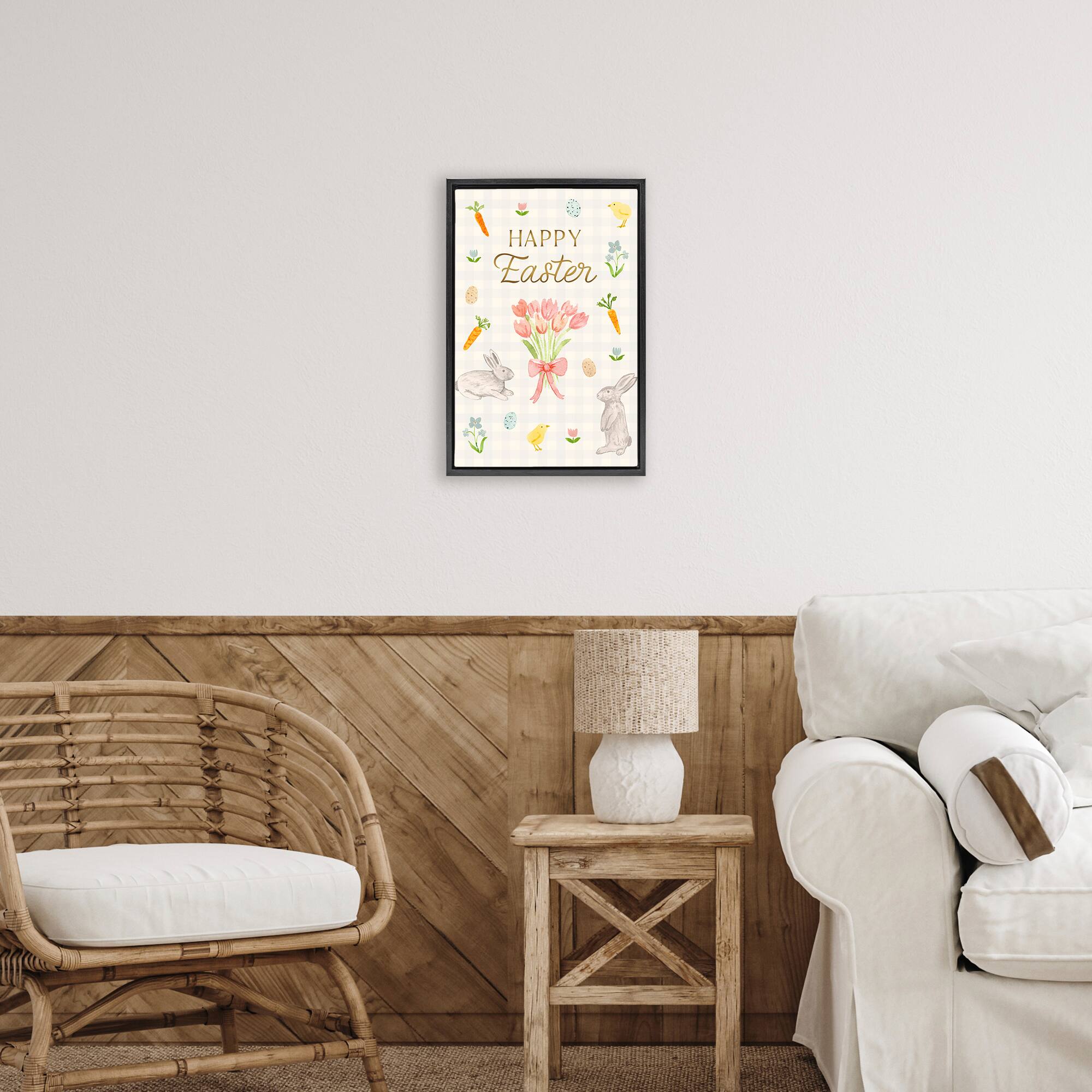Stupell Industries Happy Easter Soft Spring Compilation Floating Frame Wall Art