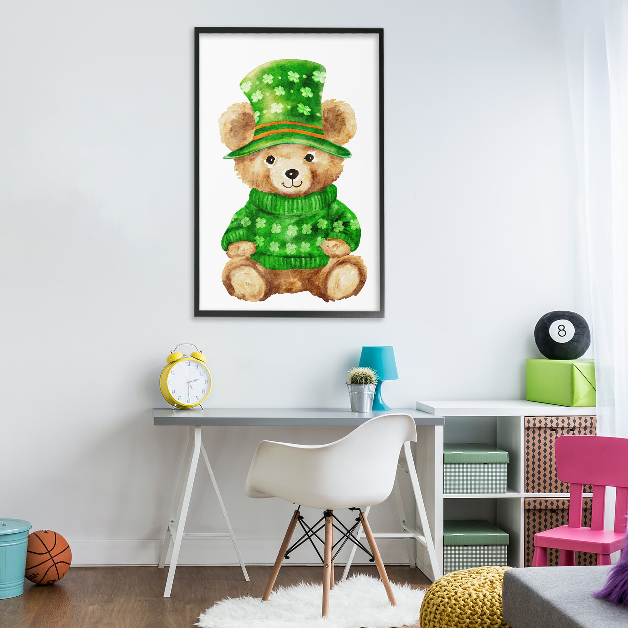 Stupell Industries St. Patty's Day Bear Framed Giclee Wall Art