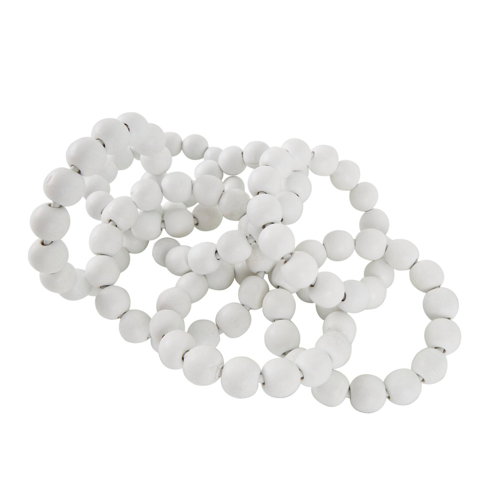 20" White Wood Chain Beaded 7 Link Sculpture