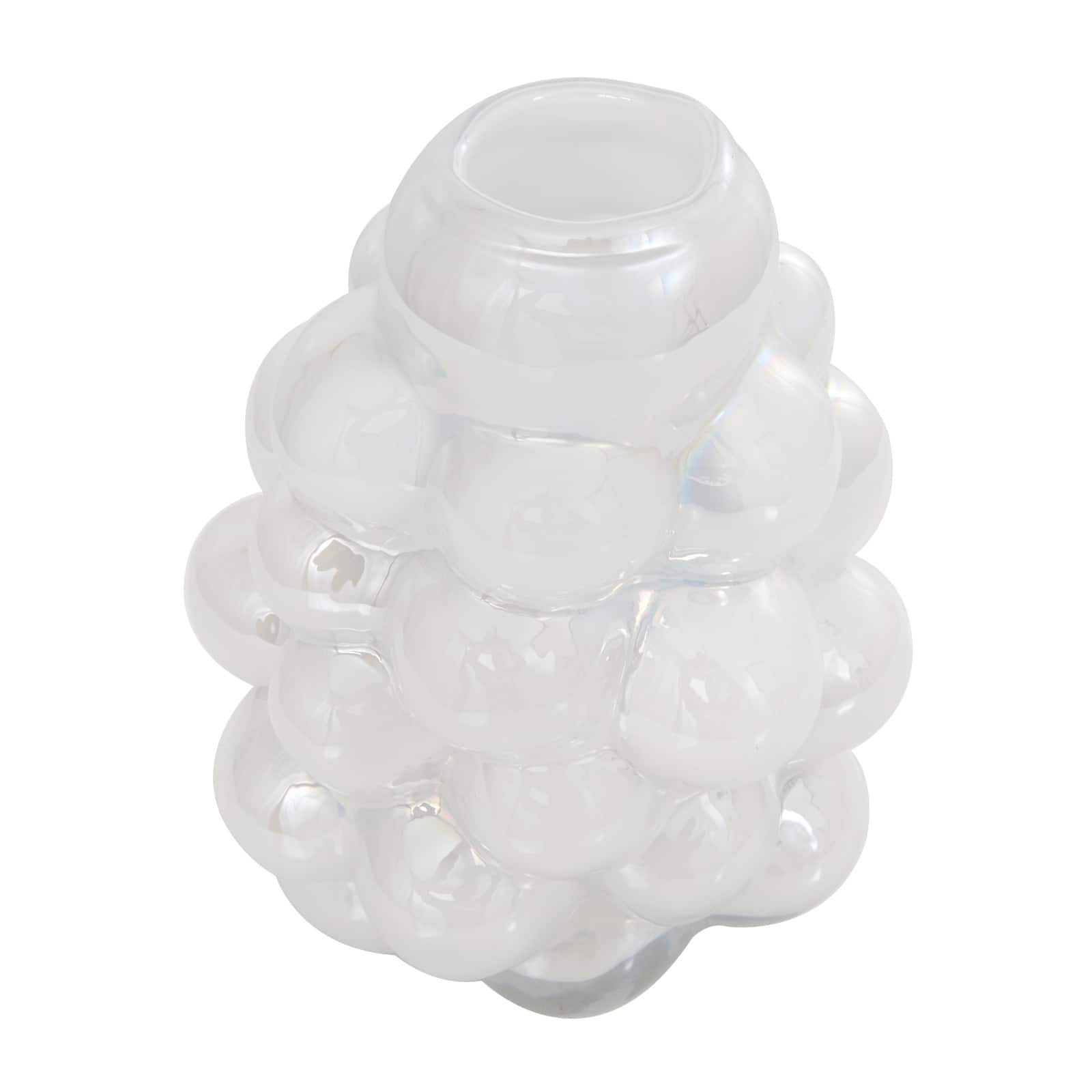12" Clear Abstract Handmade Bubble Glass Vase