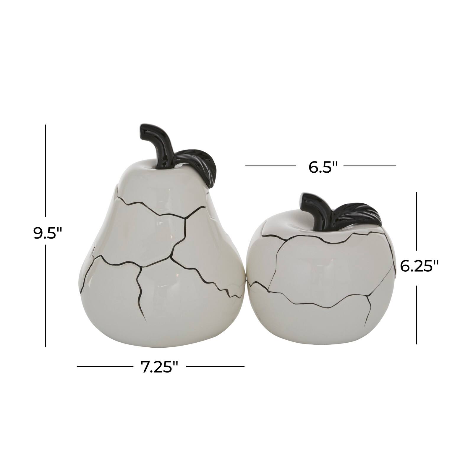 Set of 2 White Dolomite Contemporary Sculpture, 6", 9"
