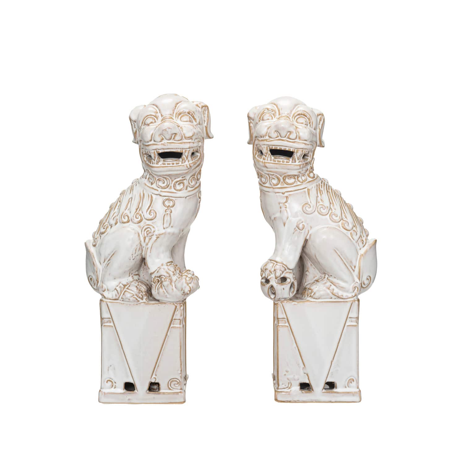 Hello Honey® 13.25" Vintage Reproduction Stoneware Guardian Lions Bookends Set