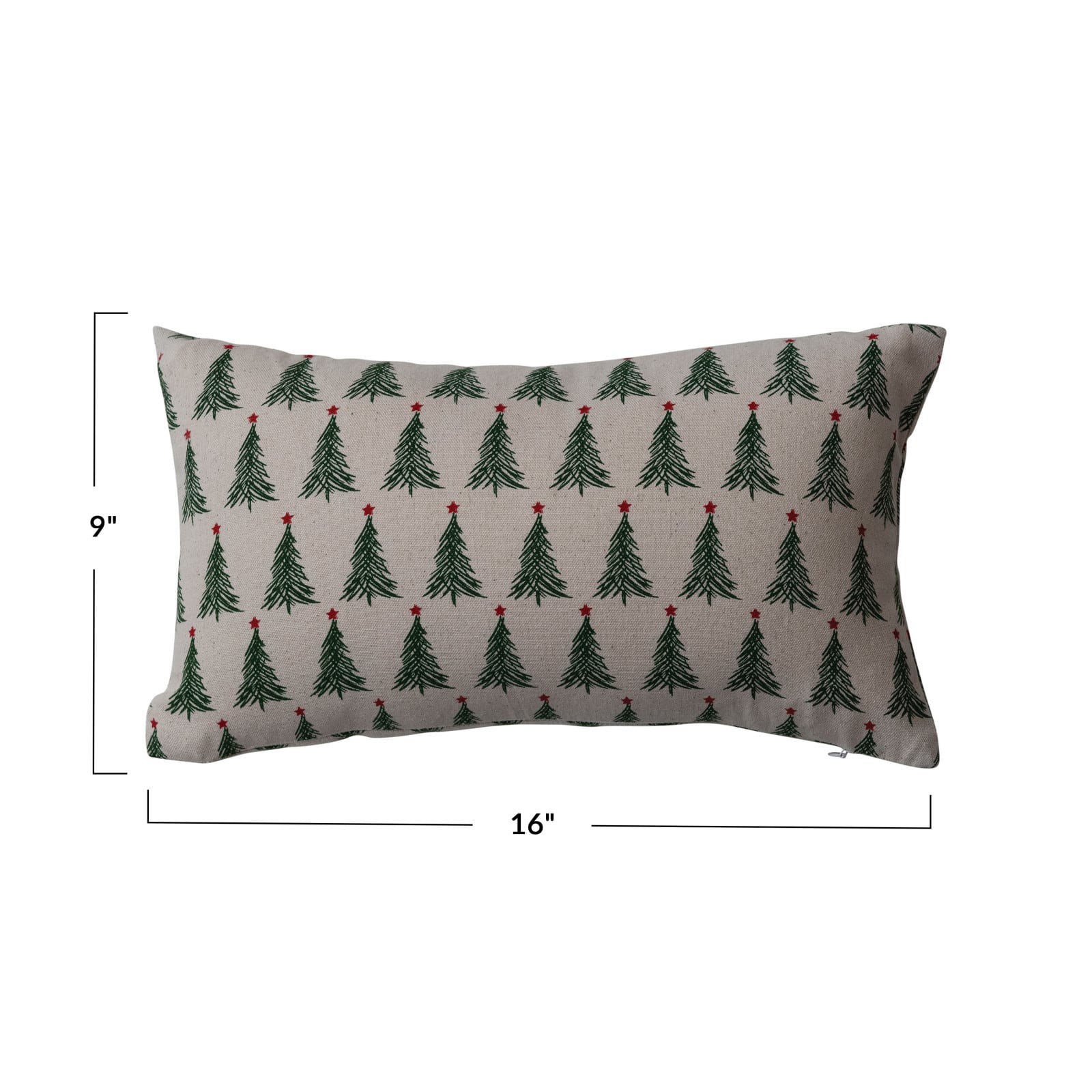 Hello Honey® 16" x 9" Christmas Tree Print Stonewashed Cotton Lumbar Throw Pillow