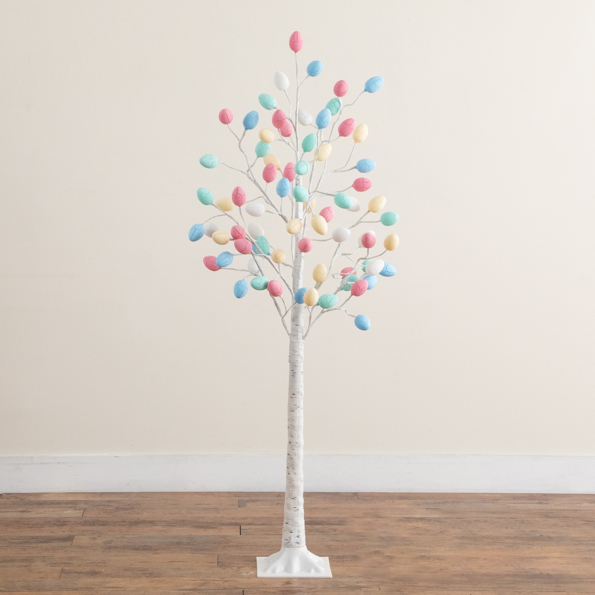 5ft. Pre-Lit Artificial Easter Twig Tree with 72 Egg Shaped LED Ornaments