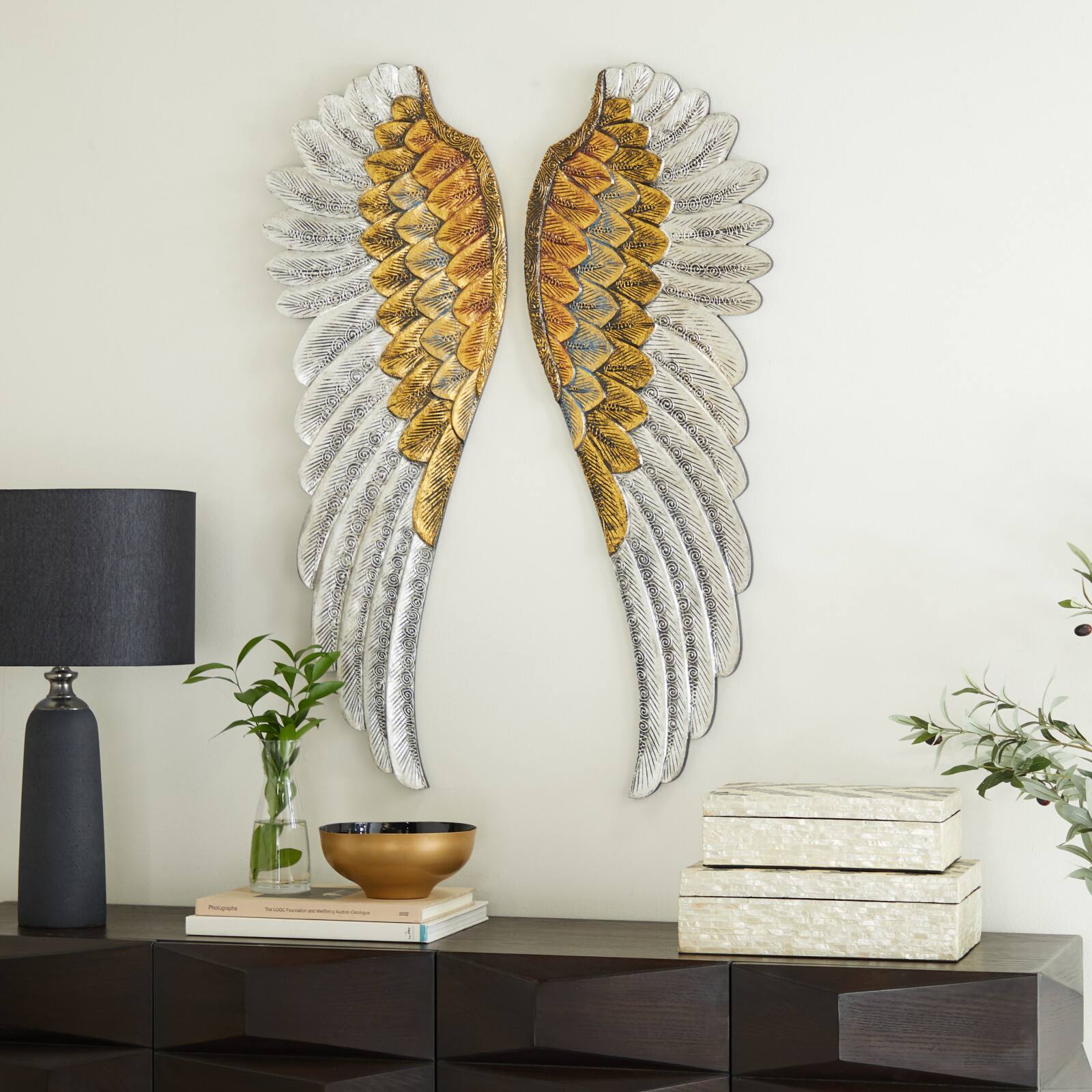 Set of 2 Gold MDF Modern Farmhouse Wall Decor, 39" x 14"