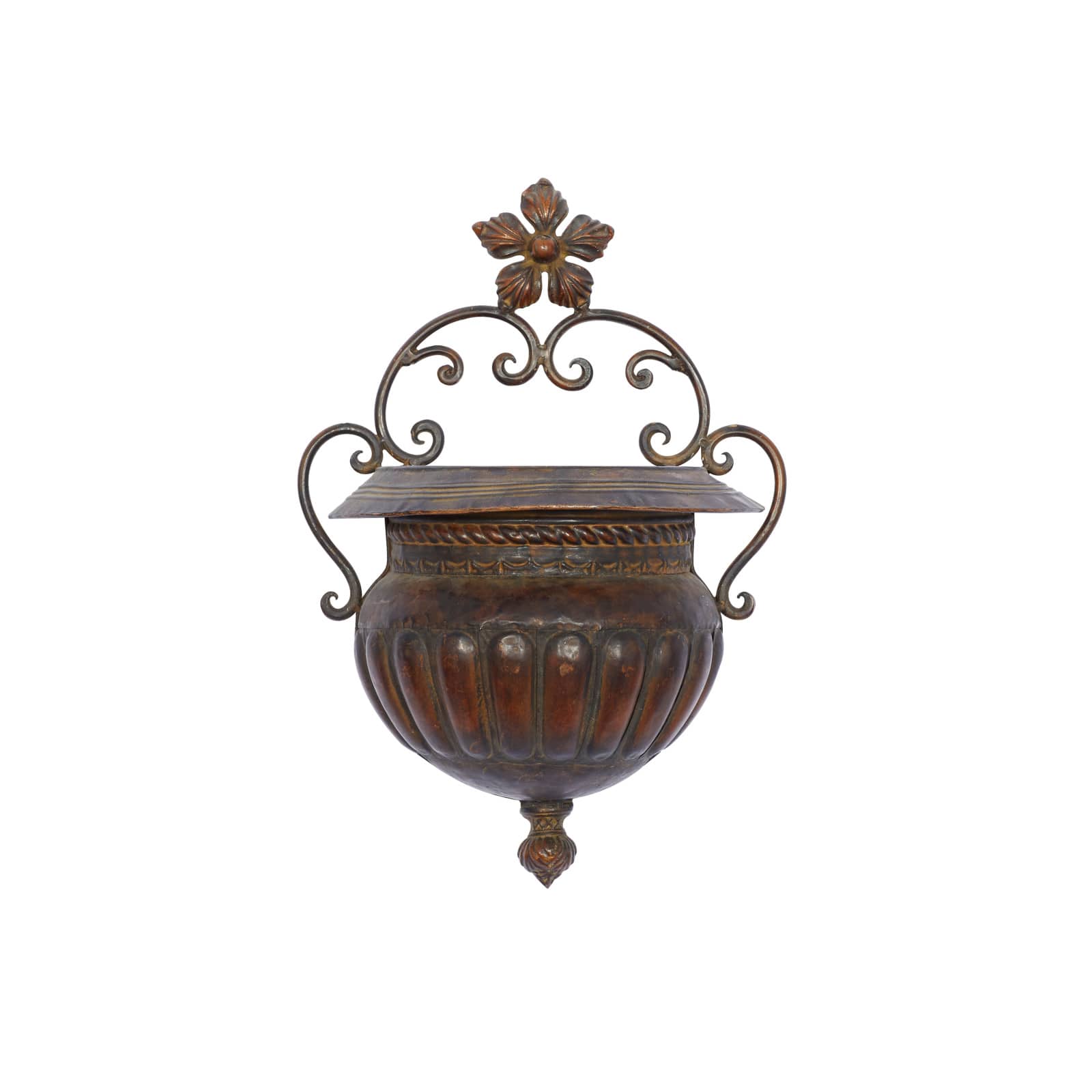 18" Dark Brown Iron Traditional Planter
