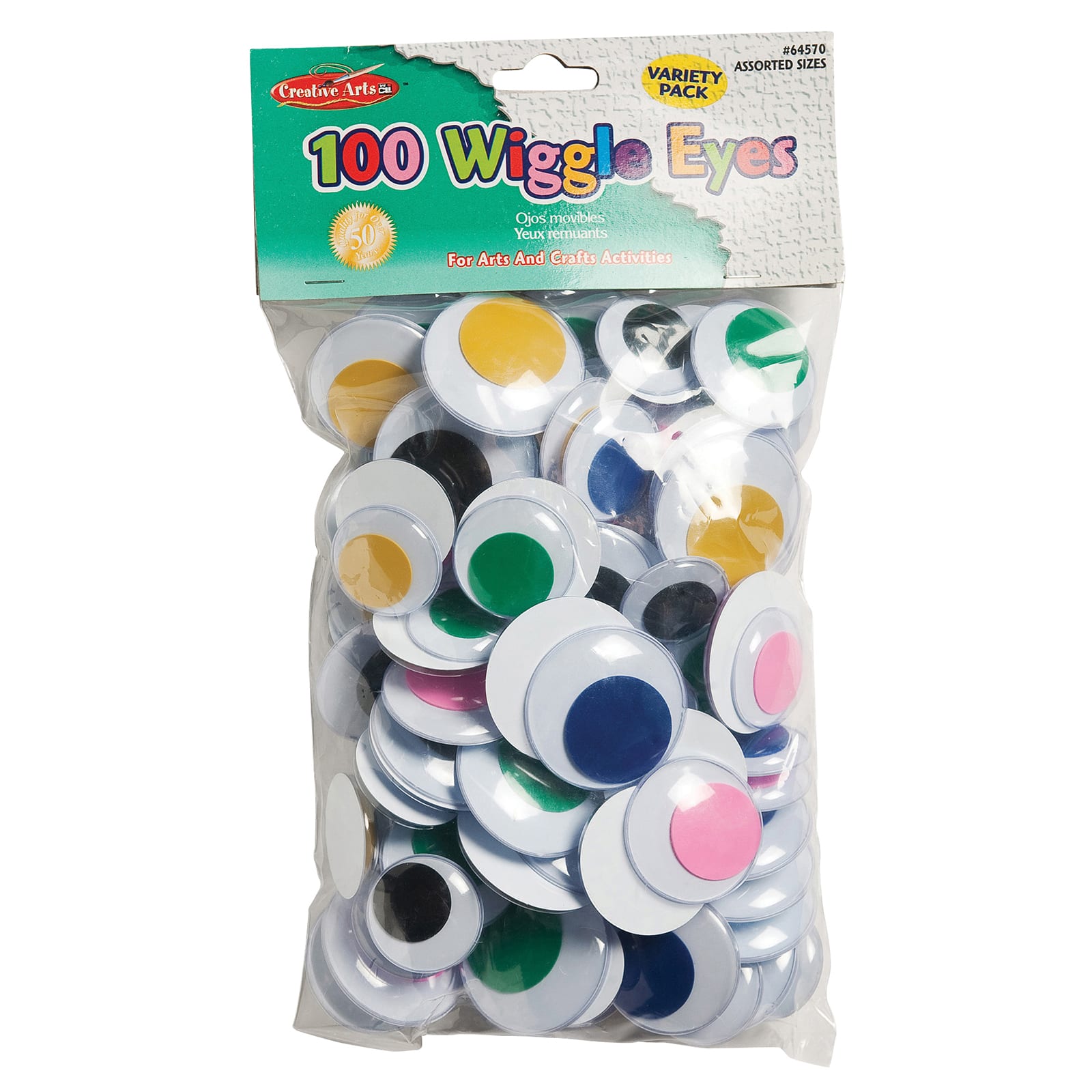 Charles Leonard Jumbo Round Wiggle Eyes, 2 Packs of 100
