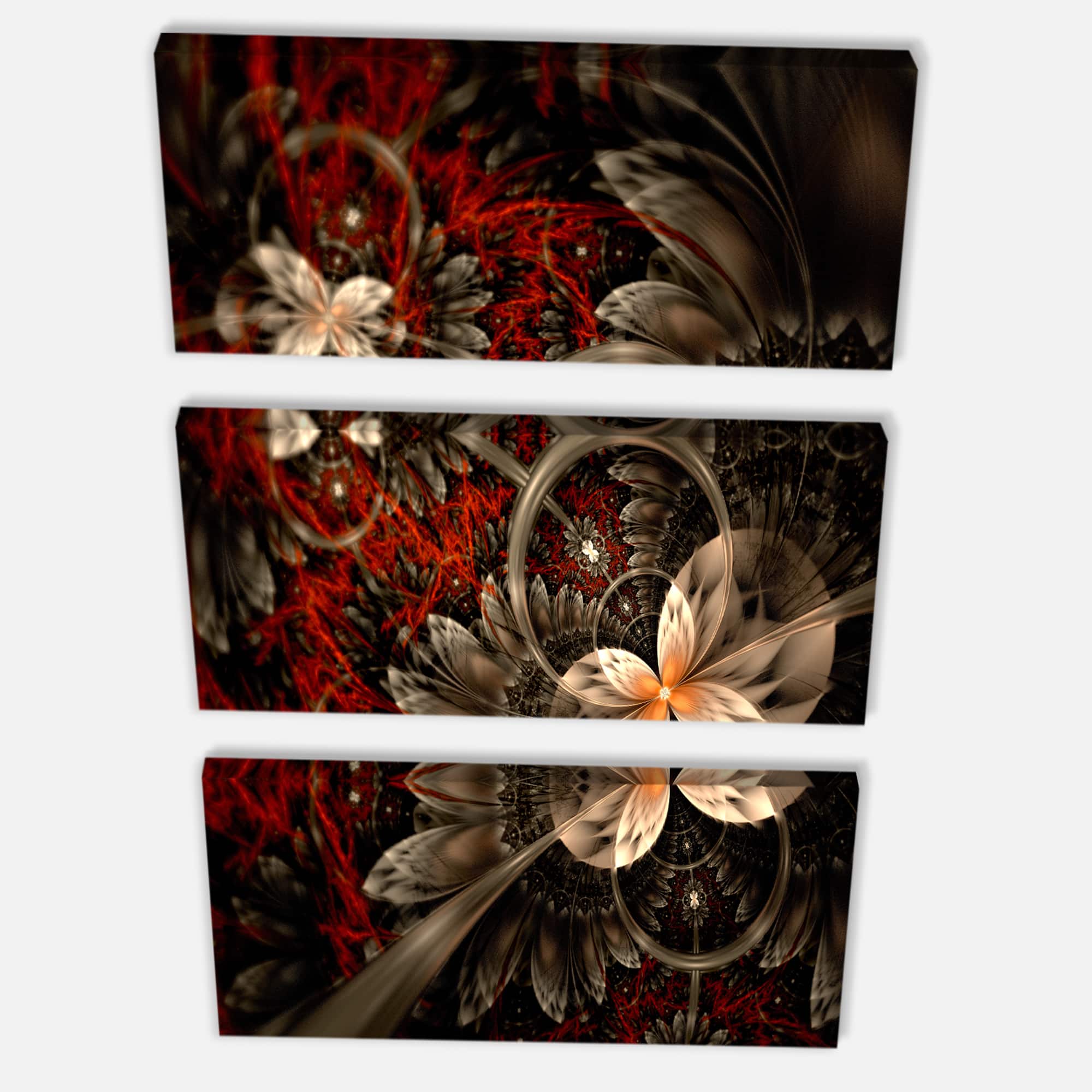 Designart - Red and Orange Fractal Flower Pattern