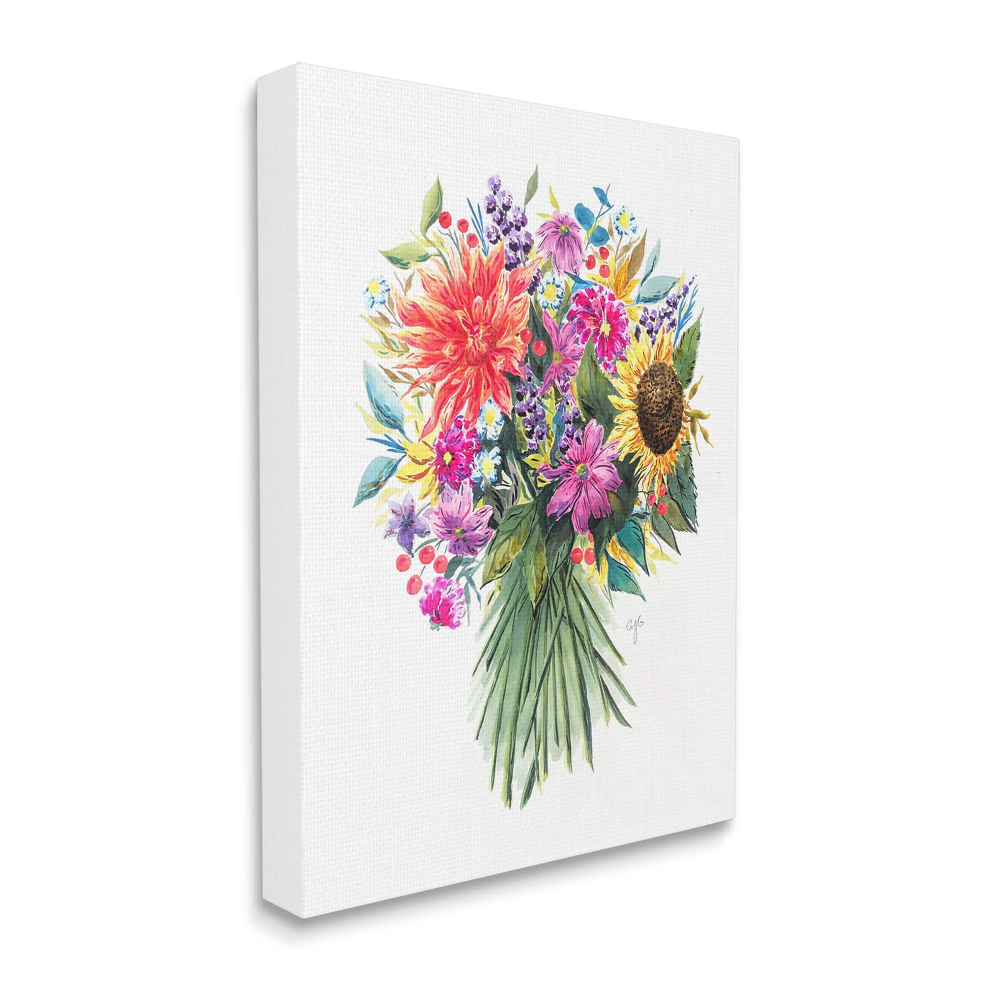 Stupell Industries Charming Bridal Style Bouquet Illustration Vivid Country Florals Canvas Wall Art