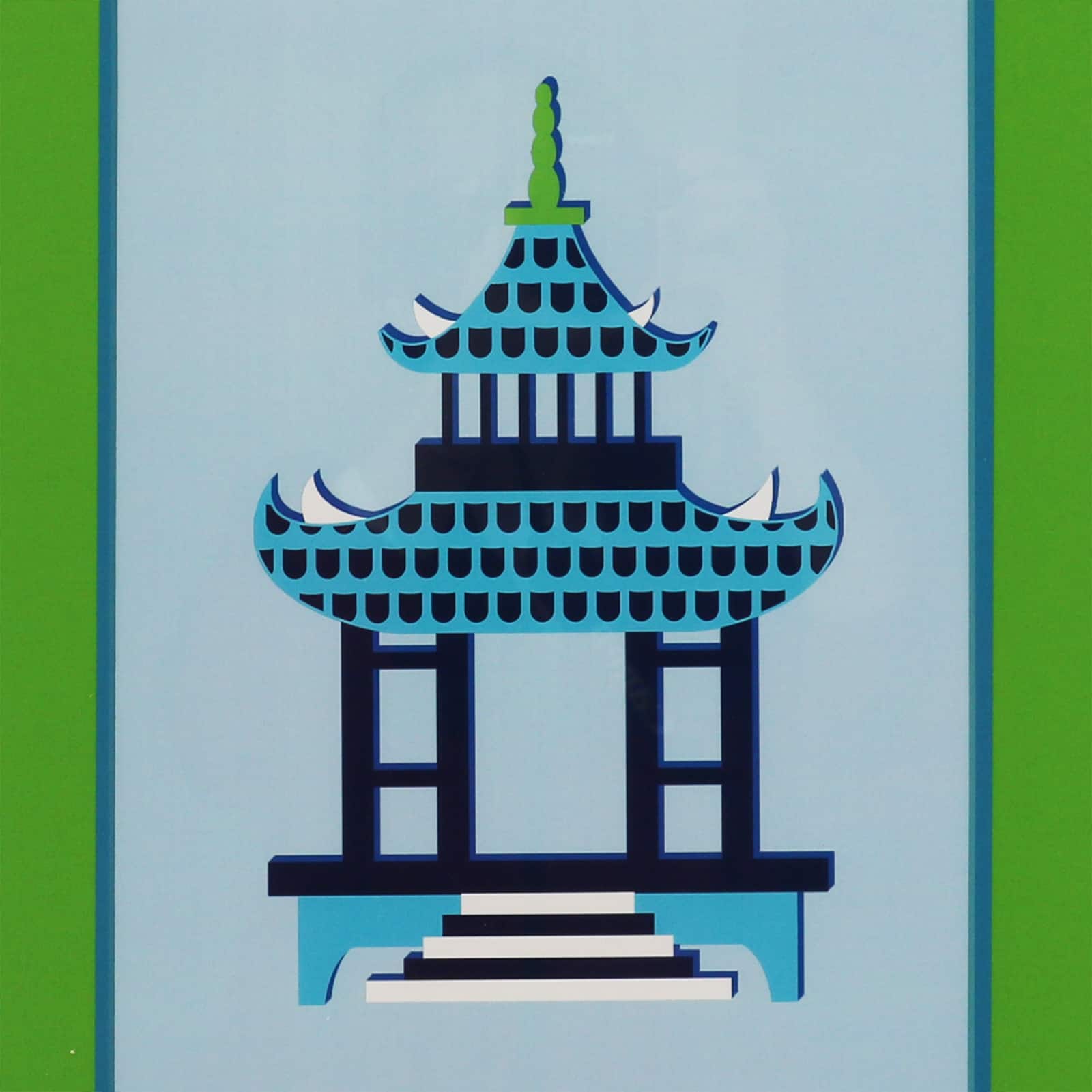 Jonathan Adler x Michaels 14.5" x 18.5" Blue & Green Pagoda Wall Art
