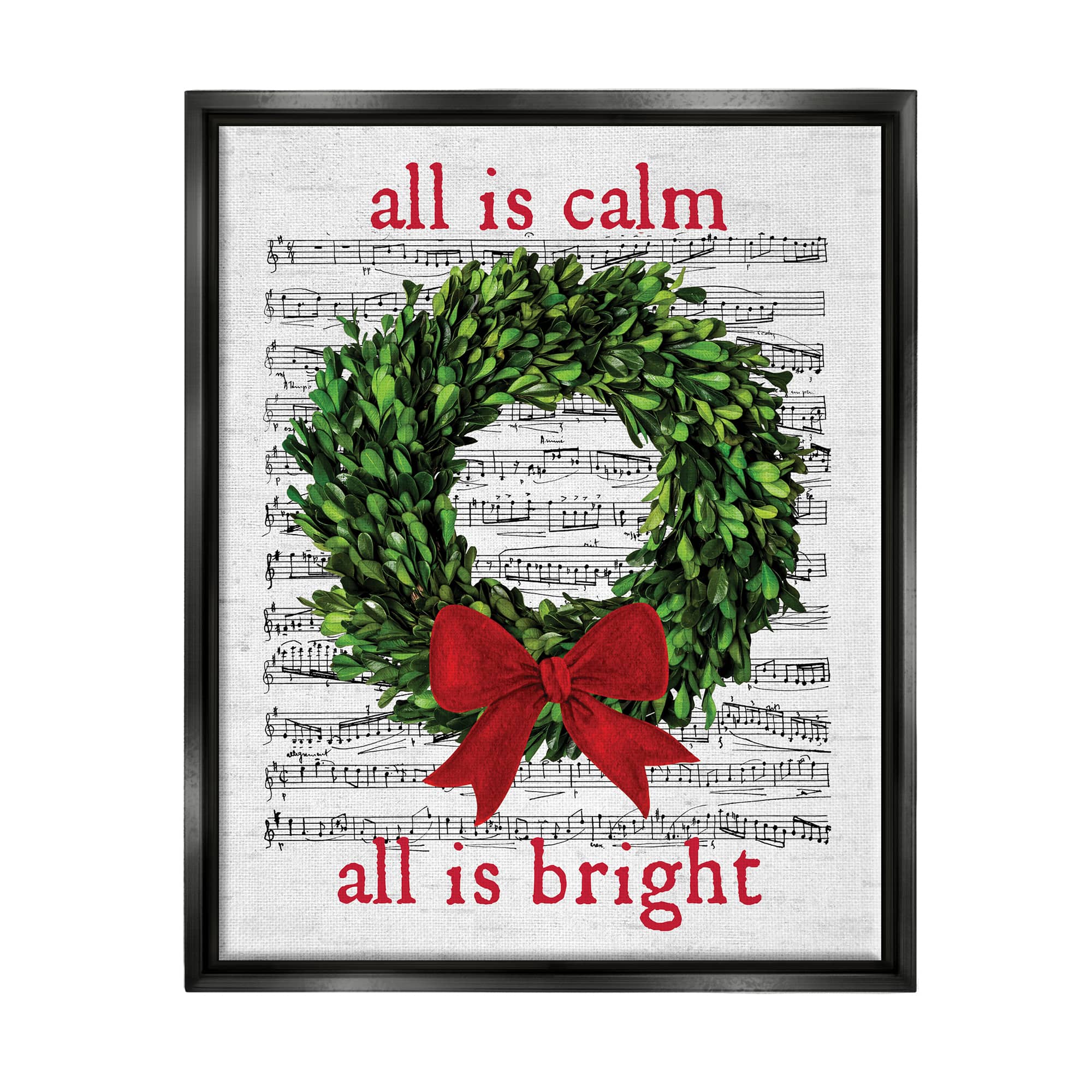 Stupell Industries All Is Calm Christmas Song Framed Floater Canvas Wall Art