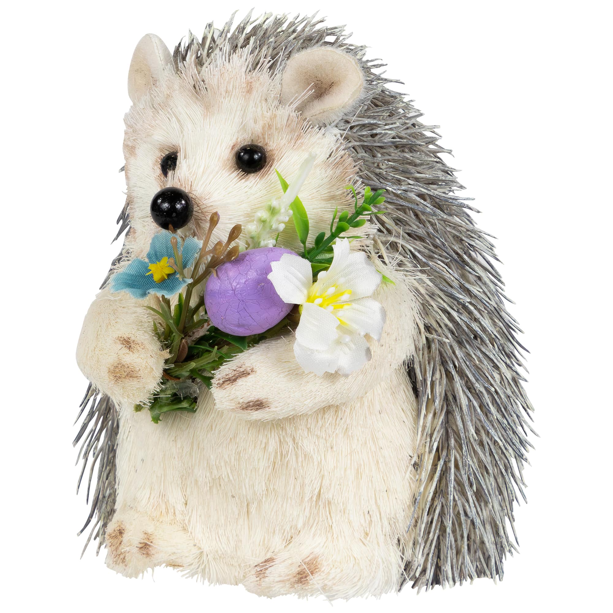 5" Cream & Gray Easter Hedgehog Floral Figurine