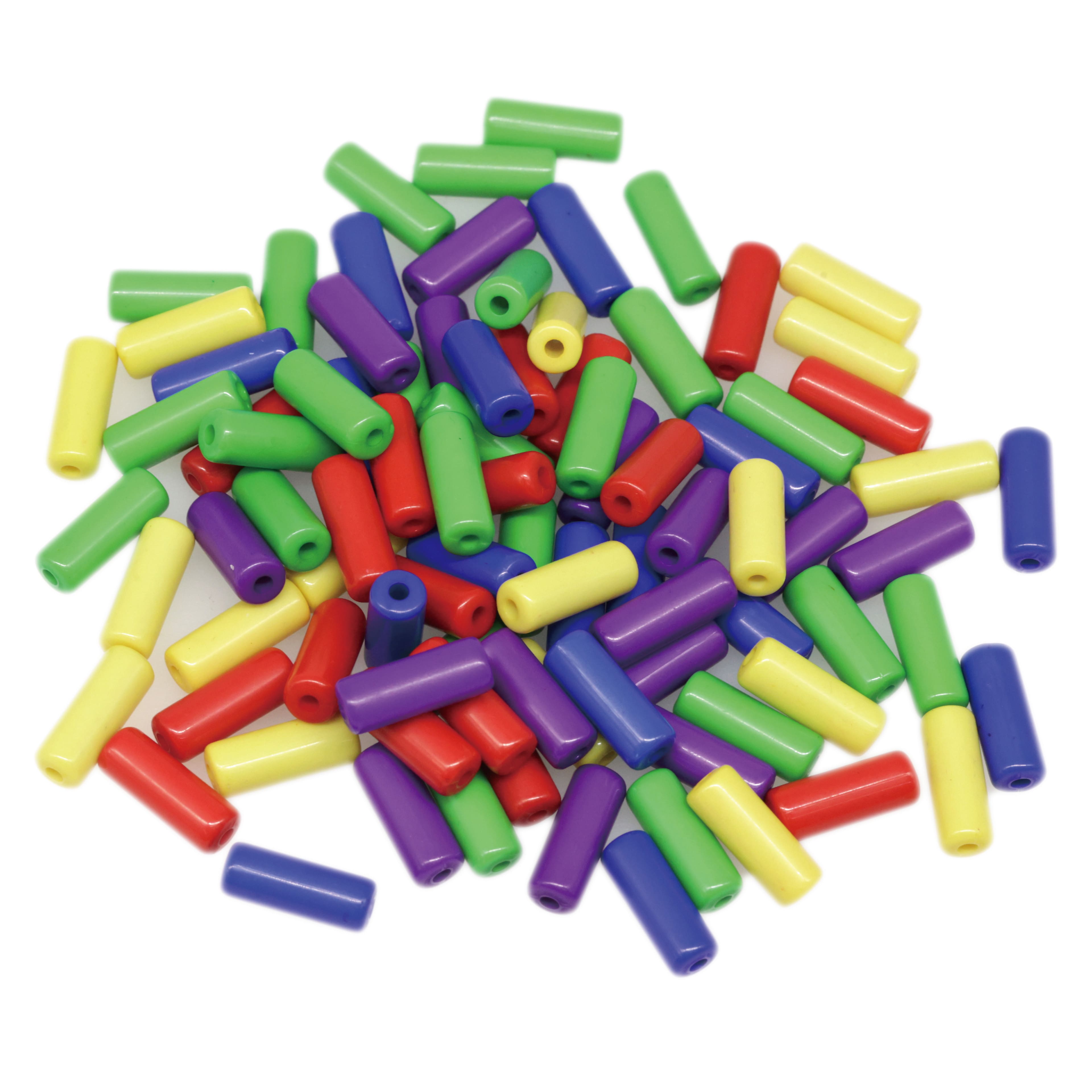 Rainbow Plastic Tube Beads by Creatology™, 12.5mm x 5mm