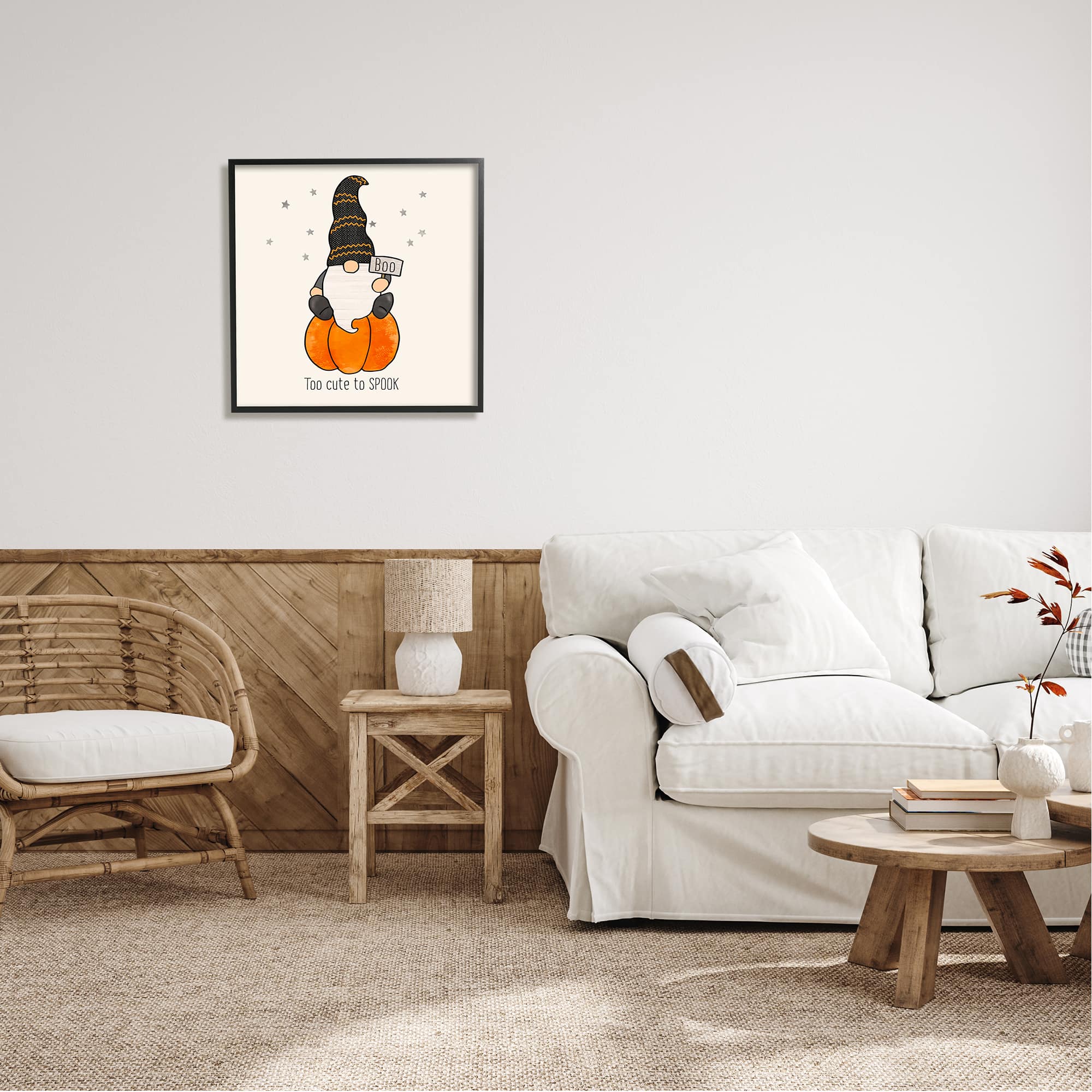 Stupell Industries Too Cute To Spook Gnome Phrase Framed Giclee Art