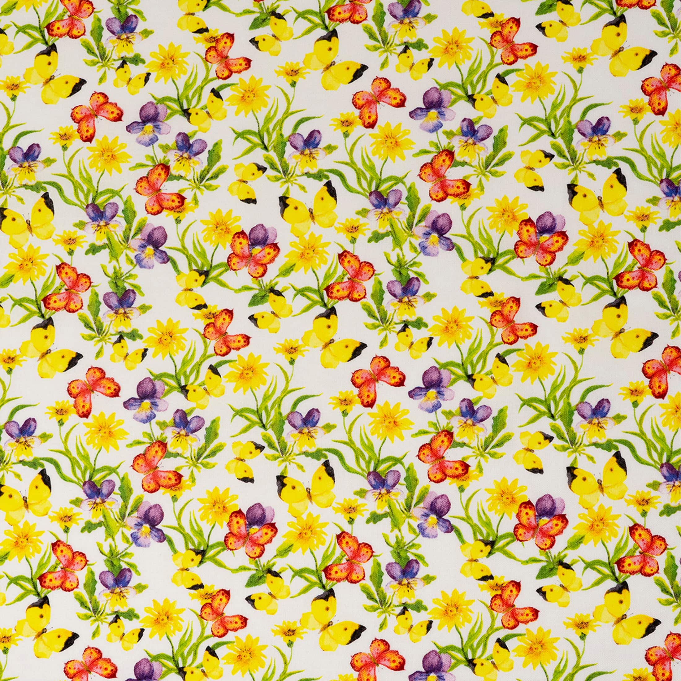 SINGER Floral & Butterflies Print Ringspun Cotton Fabric