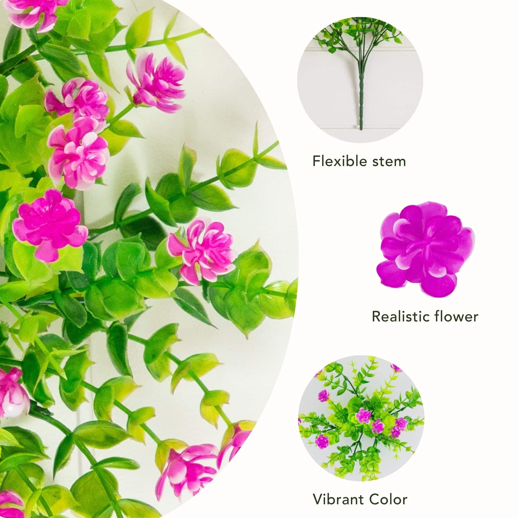 13" UV Resistant Artificial Flowering Mini Rose Bushes