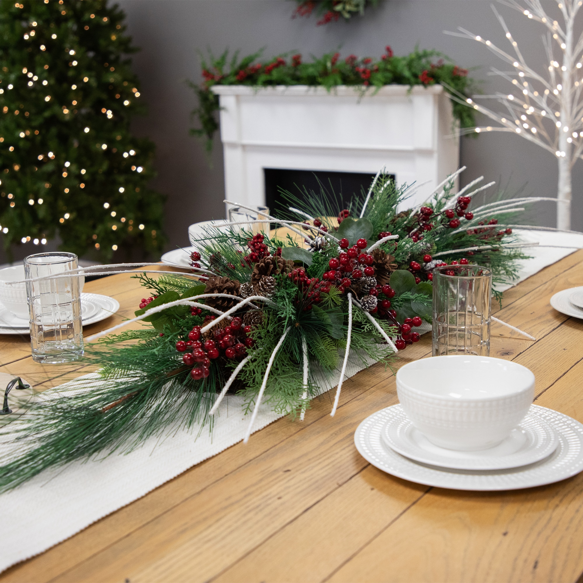 Real Touch™ 5ft. Unlit Berries & Birch Twigs Artificial Pine Christmas Swag