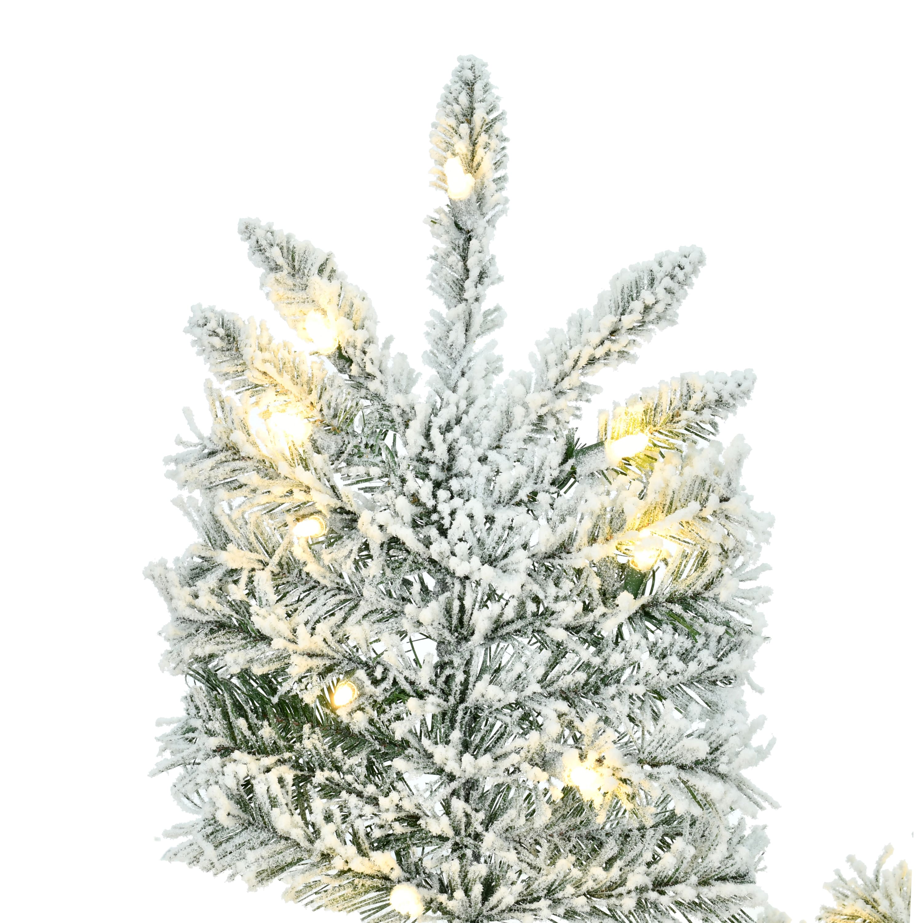 7.5ft. Pre-Lit Slim Flocked Utica Fir Artificial Christmas Tree, Pure White LED Lights