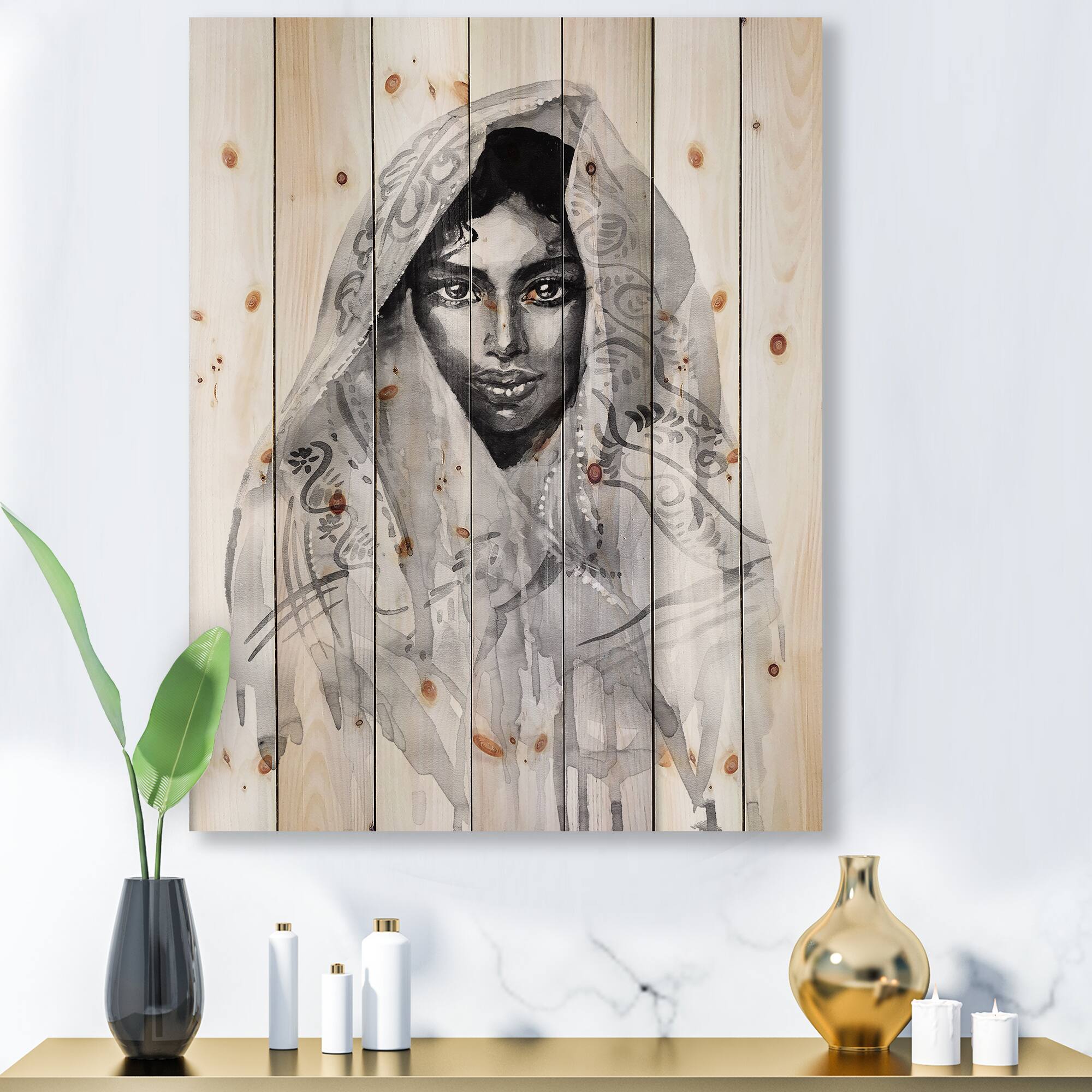 Designart - Monochrome Portrait of Young Indian Woman I