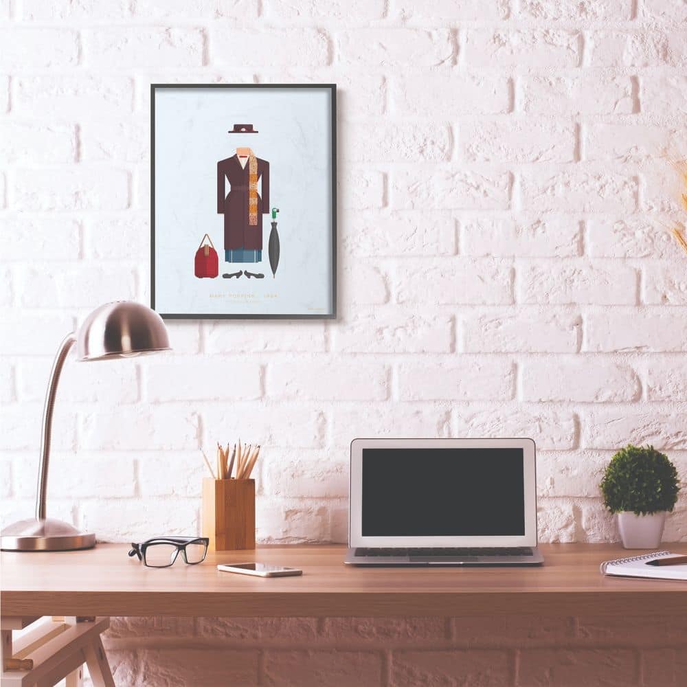 Stupell Industries Mary Poppins Fashion Design Wall Accent with Black Frame