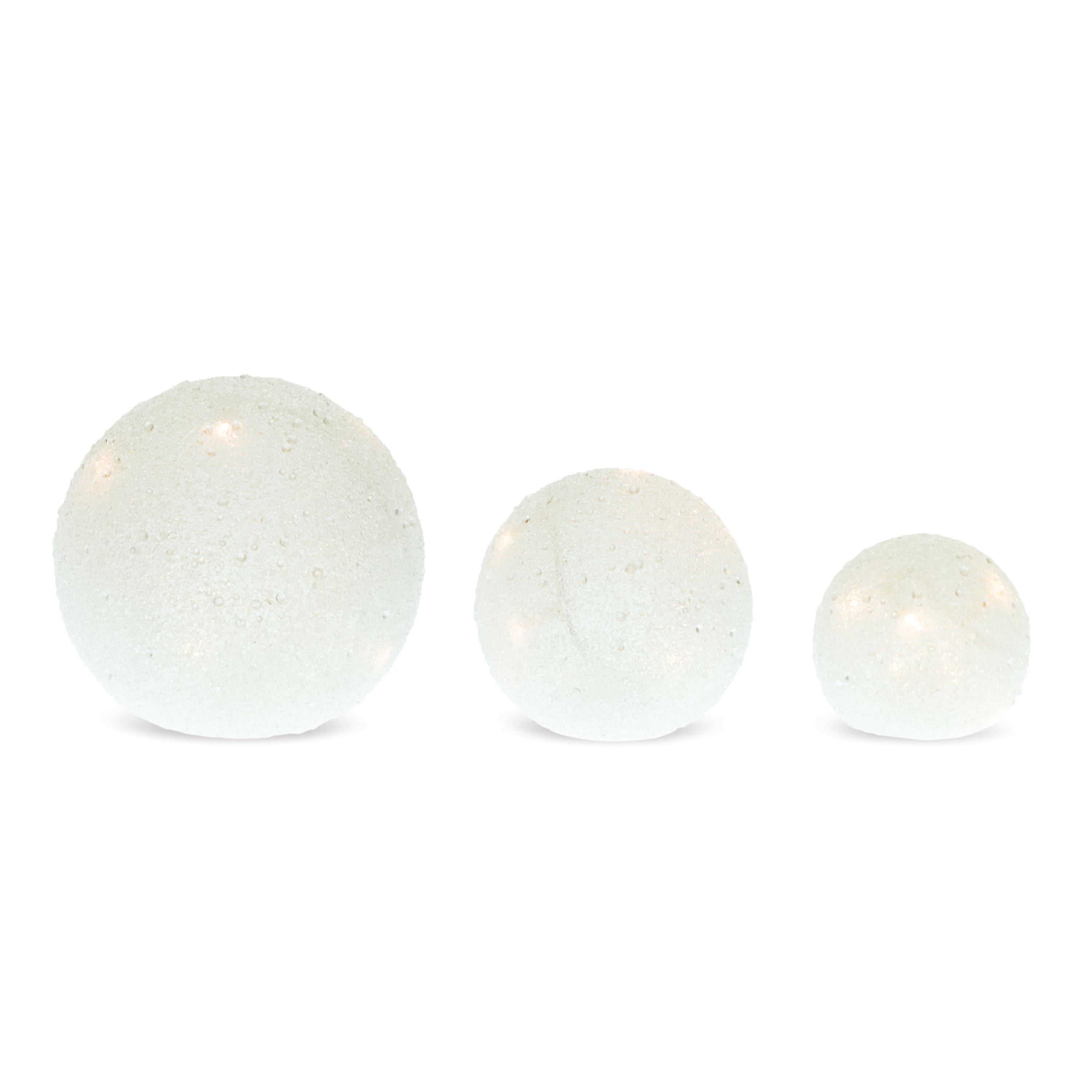 Melrose White LED Frosted Snowball Globe Set