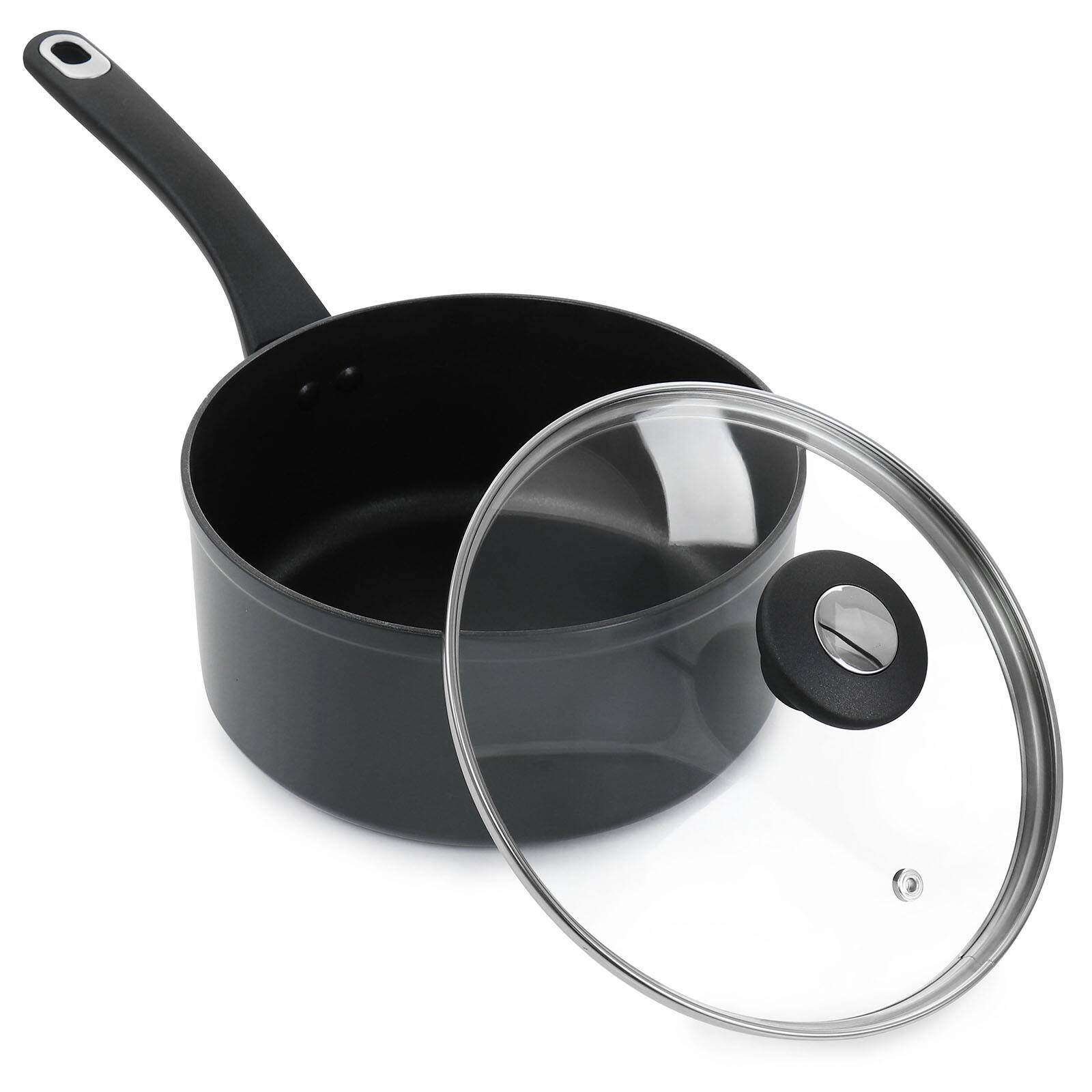 Martha Stewart Everyday 1.6qt. Aluminum Sharkey Gray Saucepan with Lid
