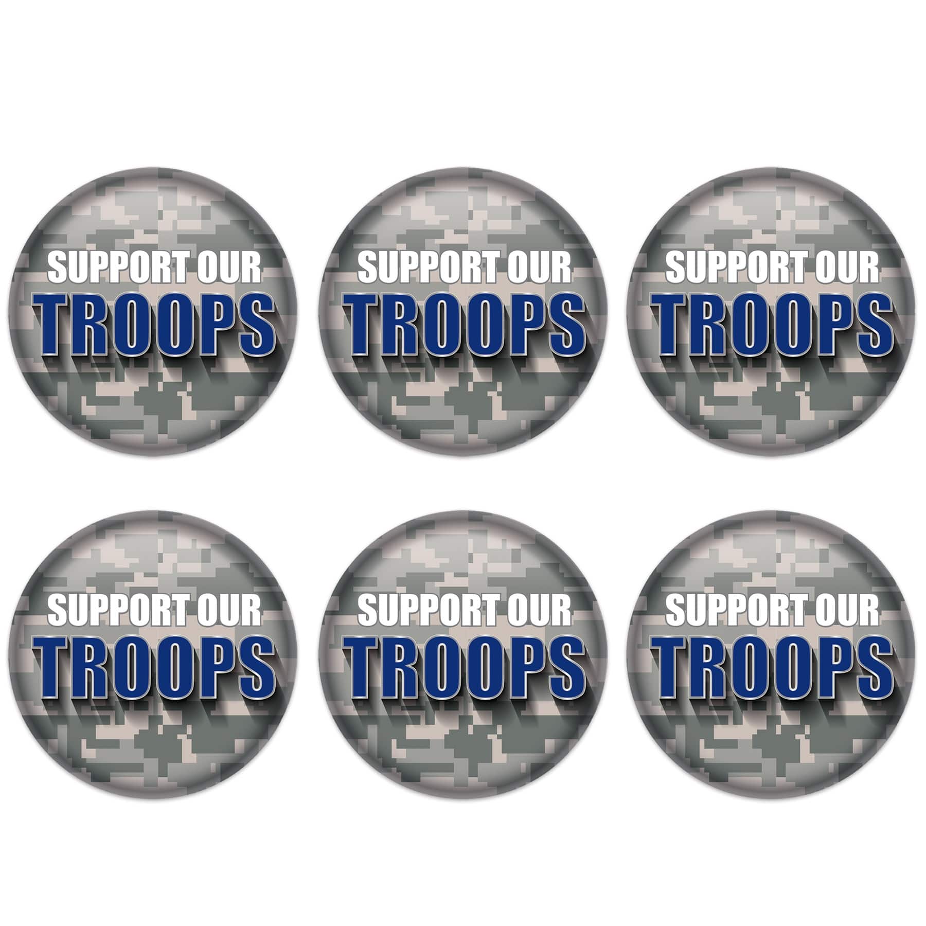 Beistle 2" Camouflage Support Our Troops Buttons, 6ct.