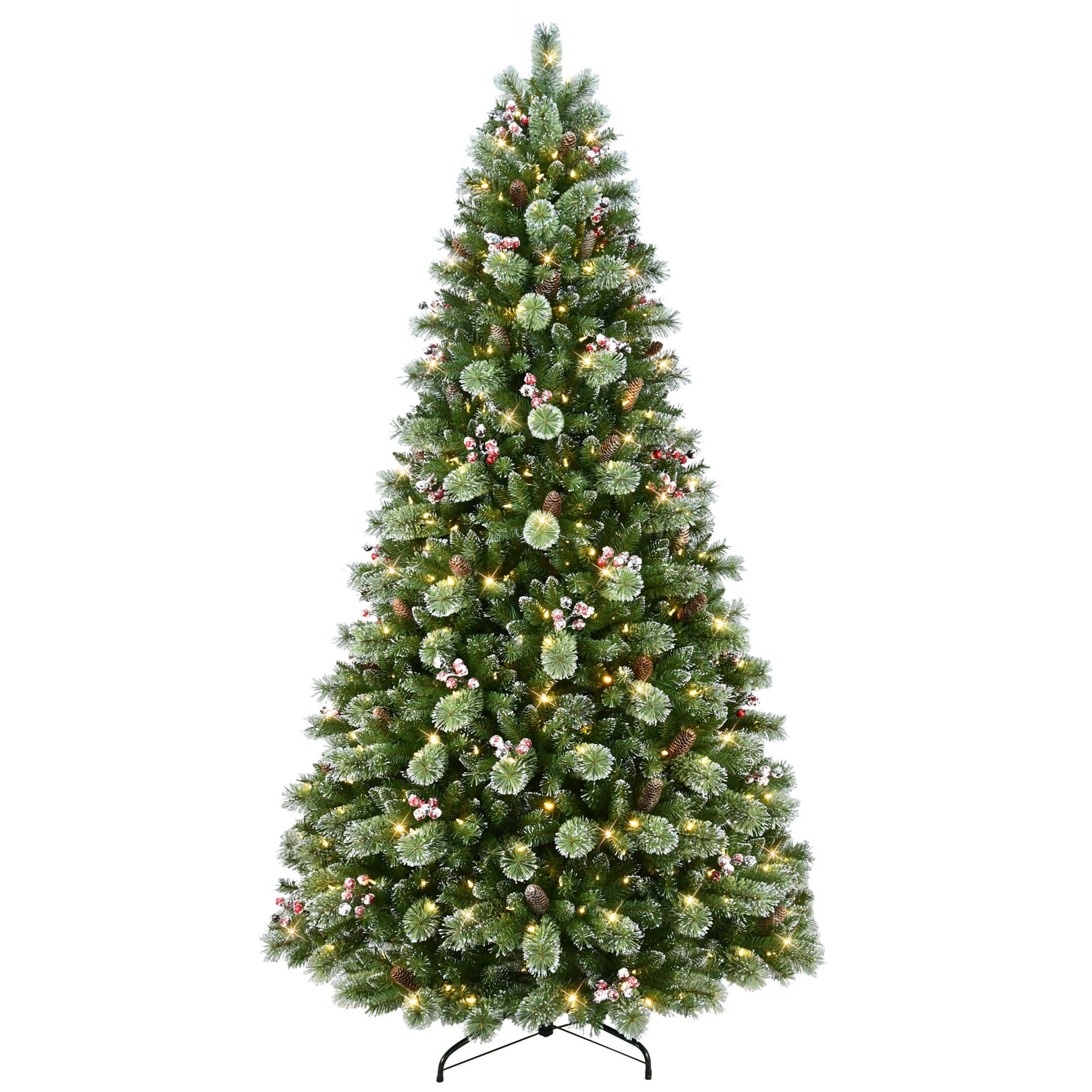 9ft. Pre-Lit Snowy Norway Spruce Artificial Adorned Christmas Tree, Dual-Color LED Lights