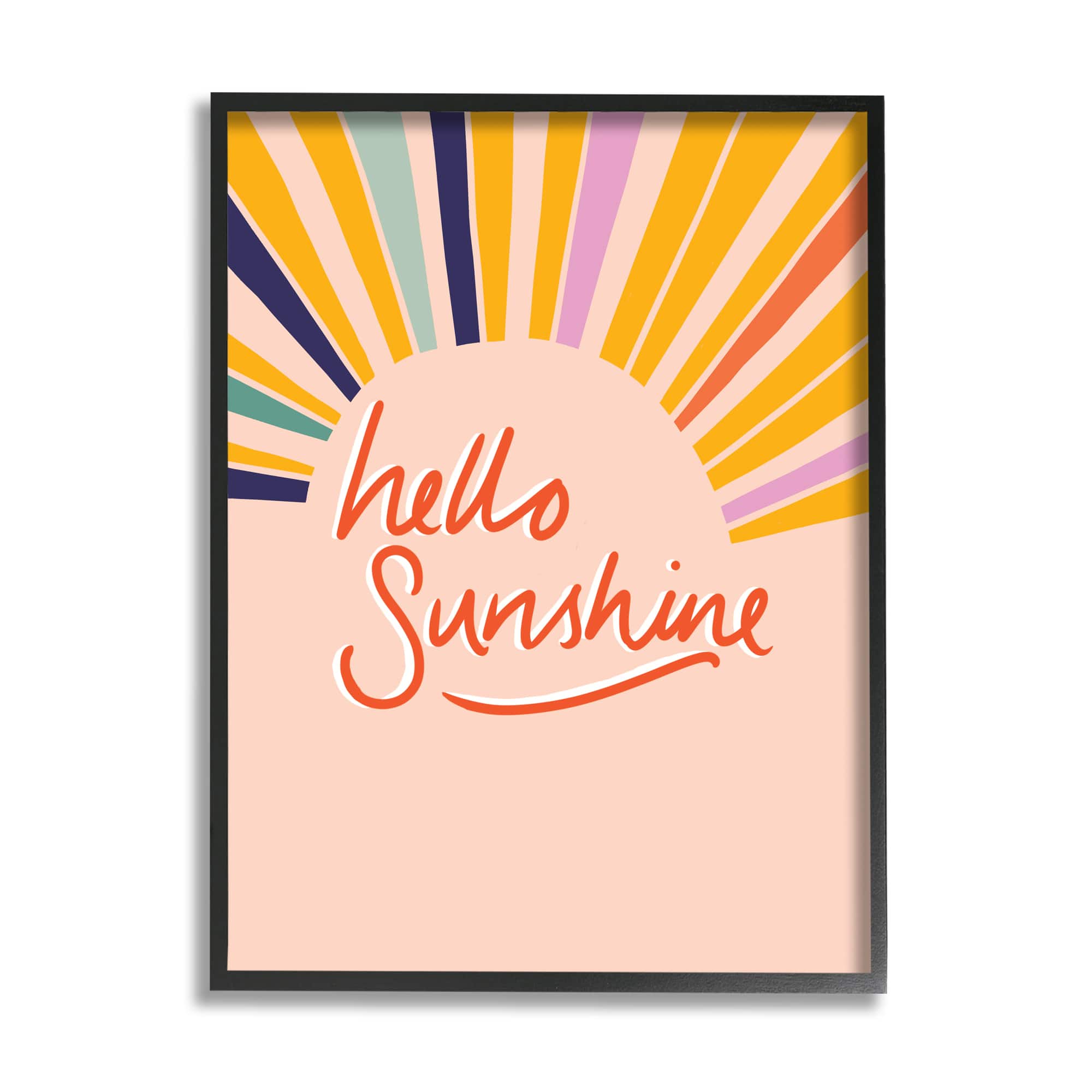 Stupell Industries Hello Sunshine Exclamation Sunrise Rainbow Rays in Frame Wall Art