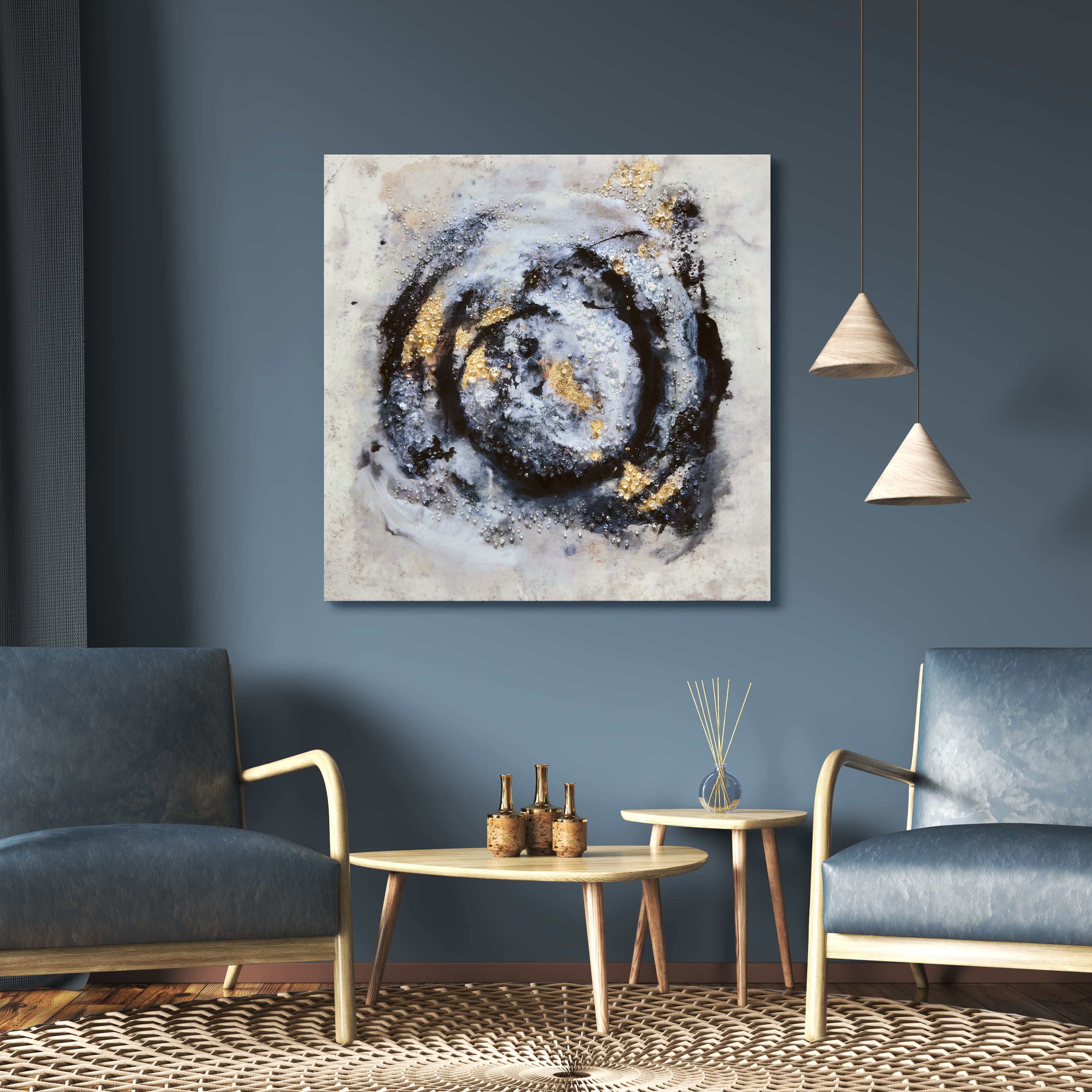 Empire Art Direct Arte De Crystallus 36" x 36" Cosmic Swirl II Epoxy Wrapped Acrylic Crystal Shard Abstract Canvas Wall Art