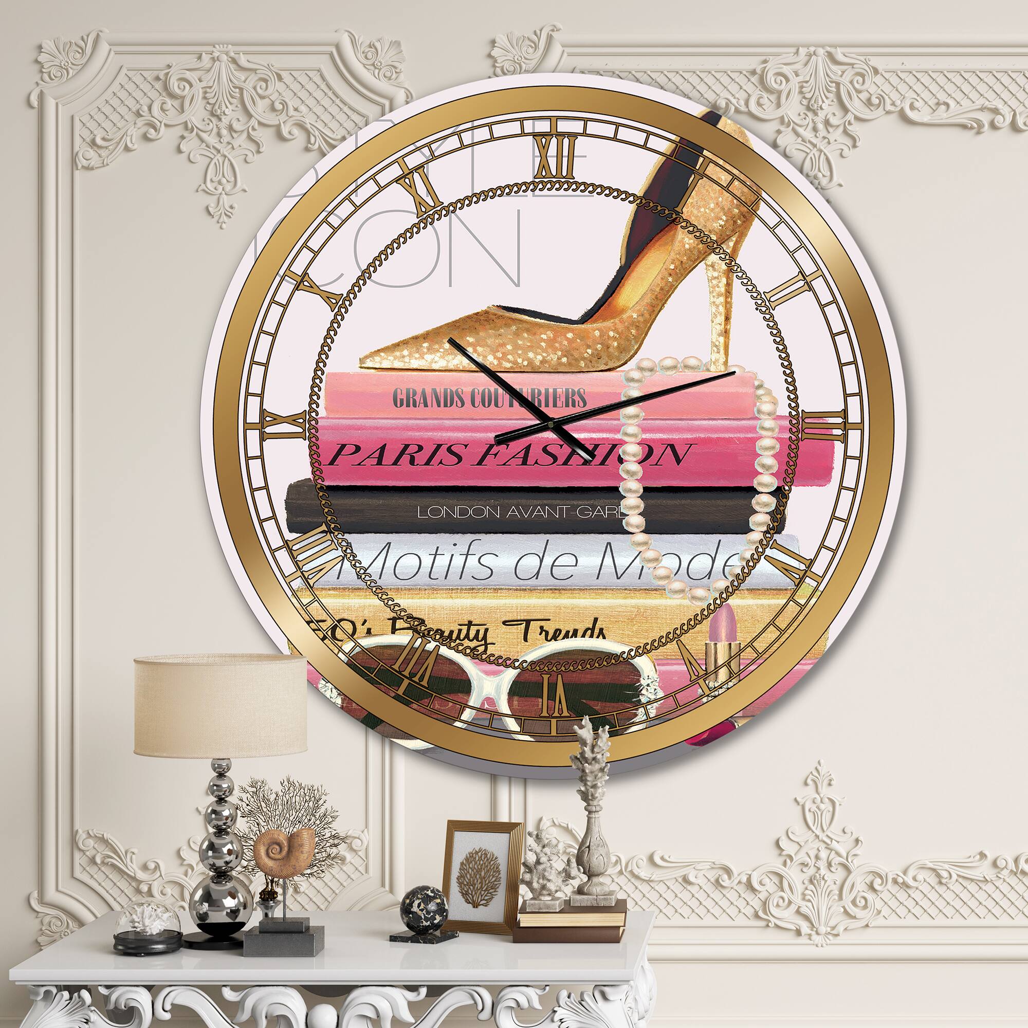 Designart 'Paris Glamourous Gold Style Iii Glam Wall Clock