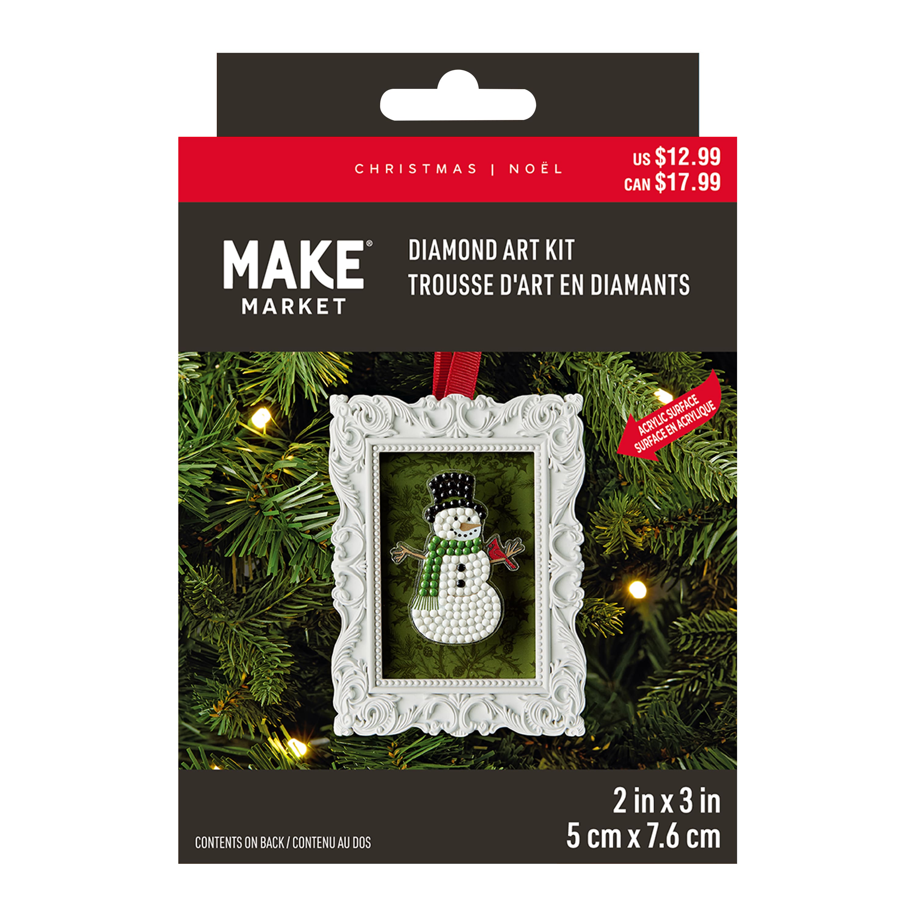 2" x 3" Framed Snowman Ornament Diamond Art Kit by Make Market®