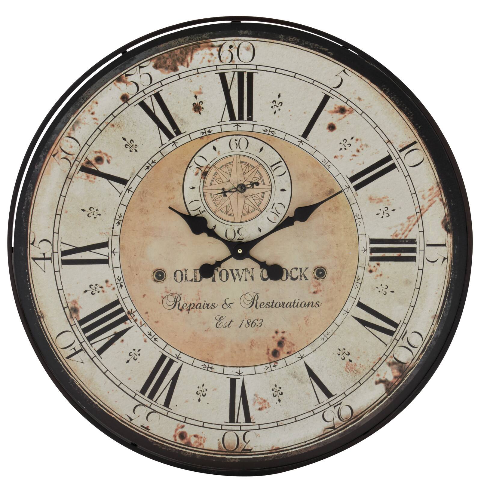32" White Wood Vintage Wall Clock