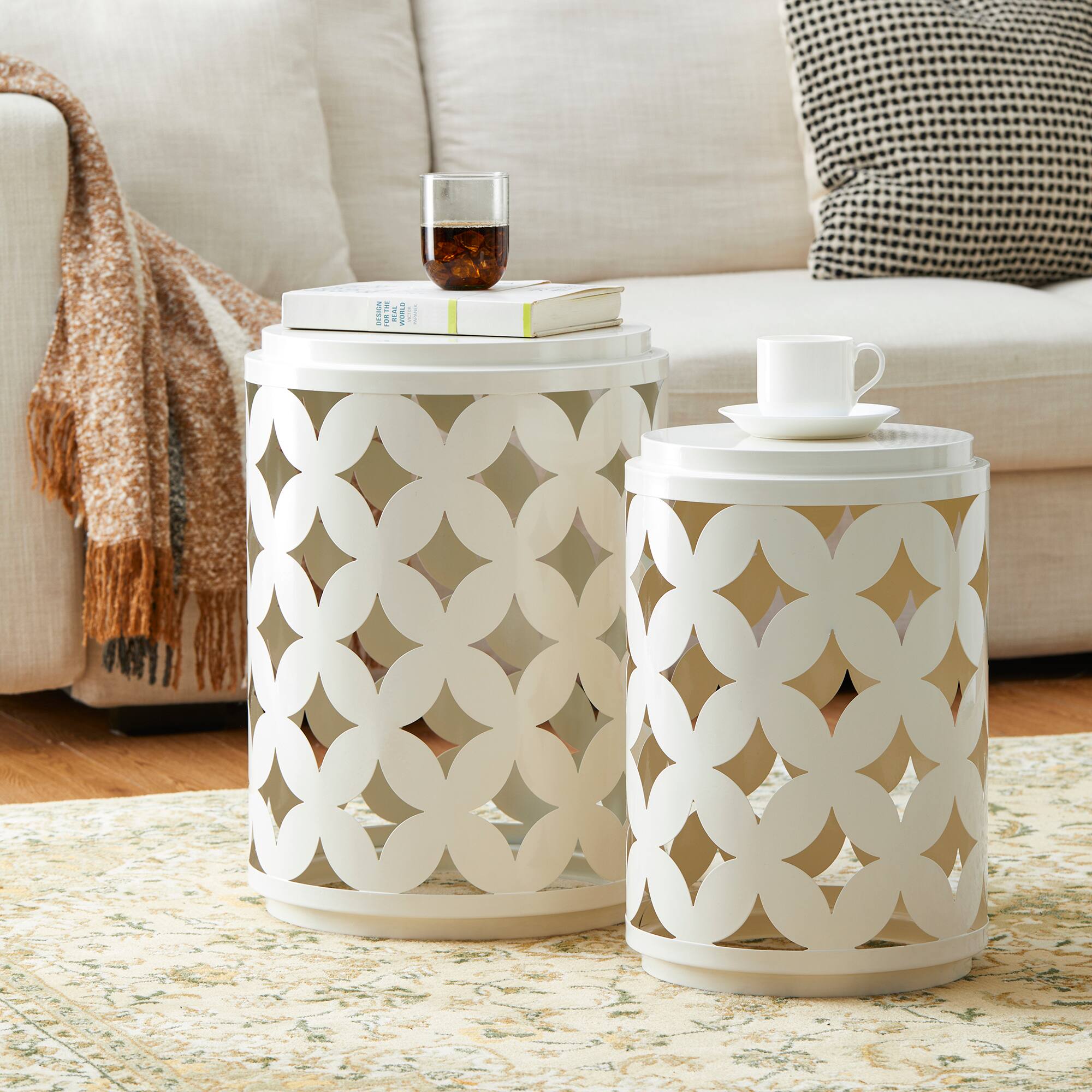 Glitzhome® Modern Heavy Duty Metal Frame Side Table Set