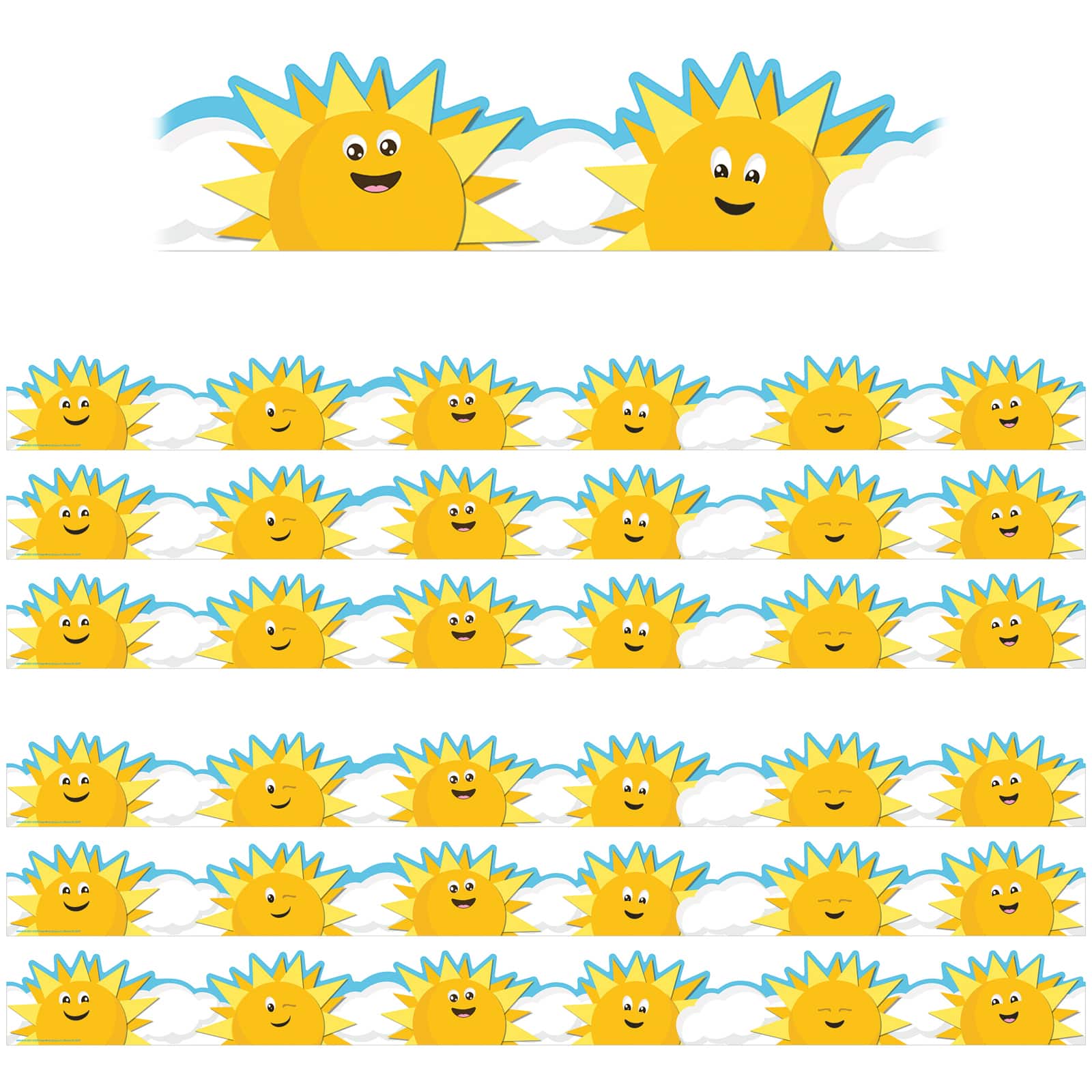 Eureka® Growth Mindset Sun & Clouds Stripes Deco Trim® Extra Wide Die Cut, 222ft.