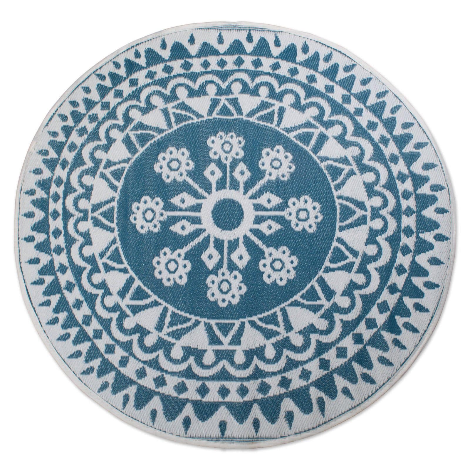 DII® Round Blue Floral Outdoor Rug, 5ft.