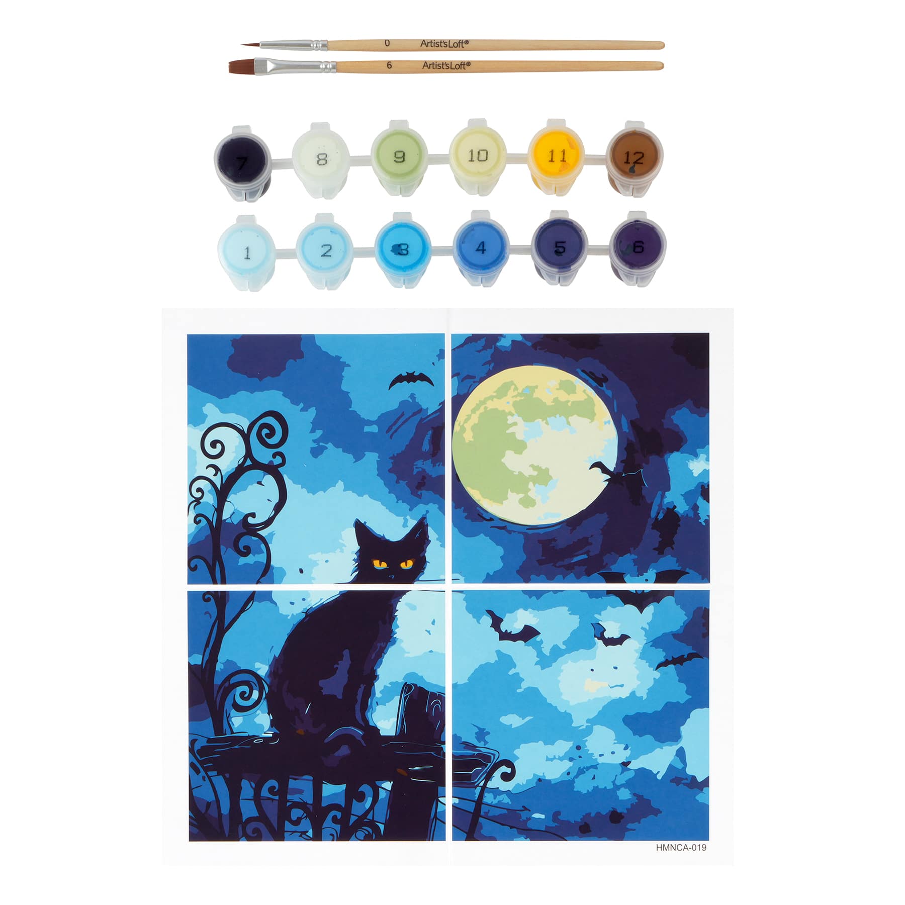 Black Cat & Moon Paint-by-Number Gallery Mini Kit by Artist's Loft®