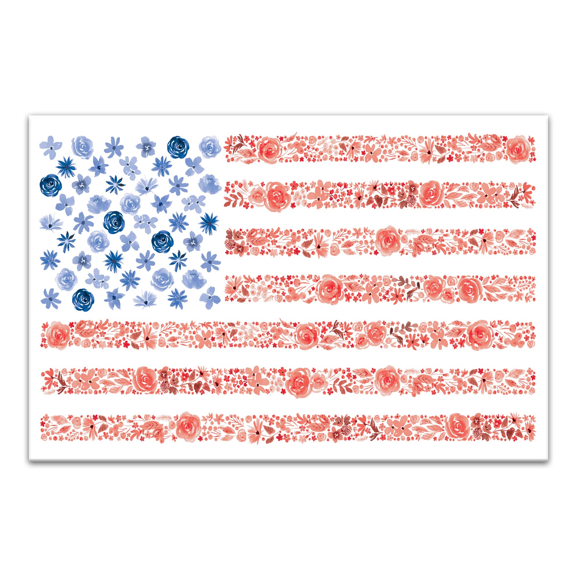 Watercolor Floral Flag Canvas Wall Art
