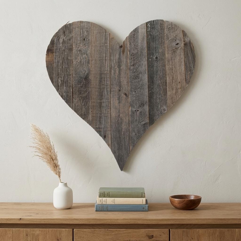 HomeRoots 18" x 18" Weathered Gray Reclaimed Wood Heart Wall Décor