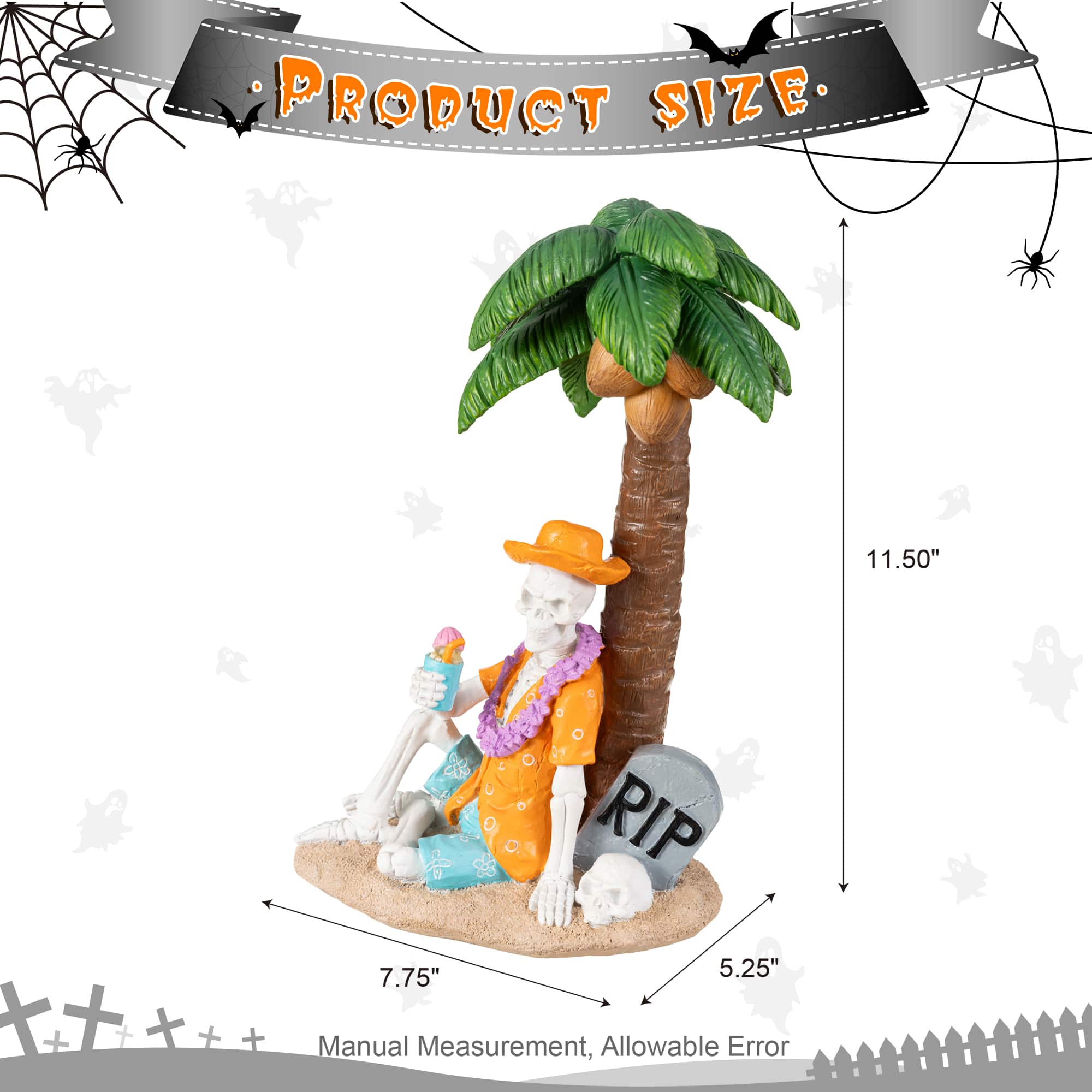 Glitzhome® 11.5" Halloween Polyresin Skeleton on Beach Table Decor