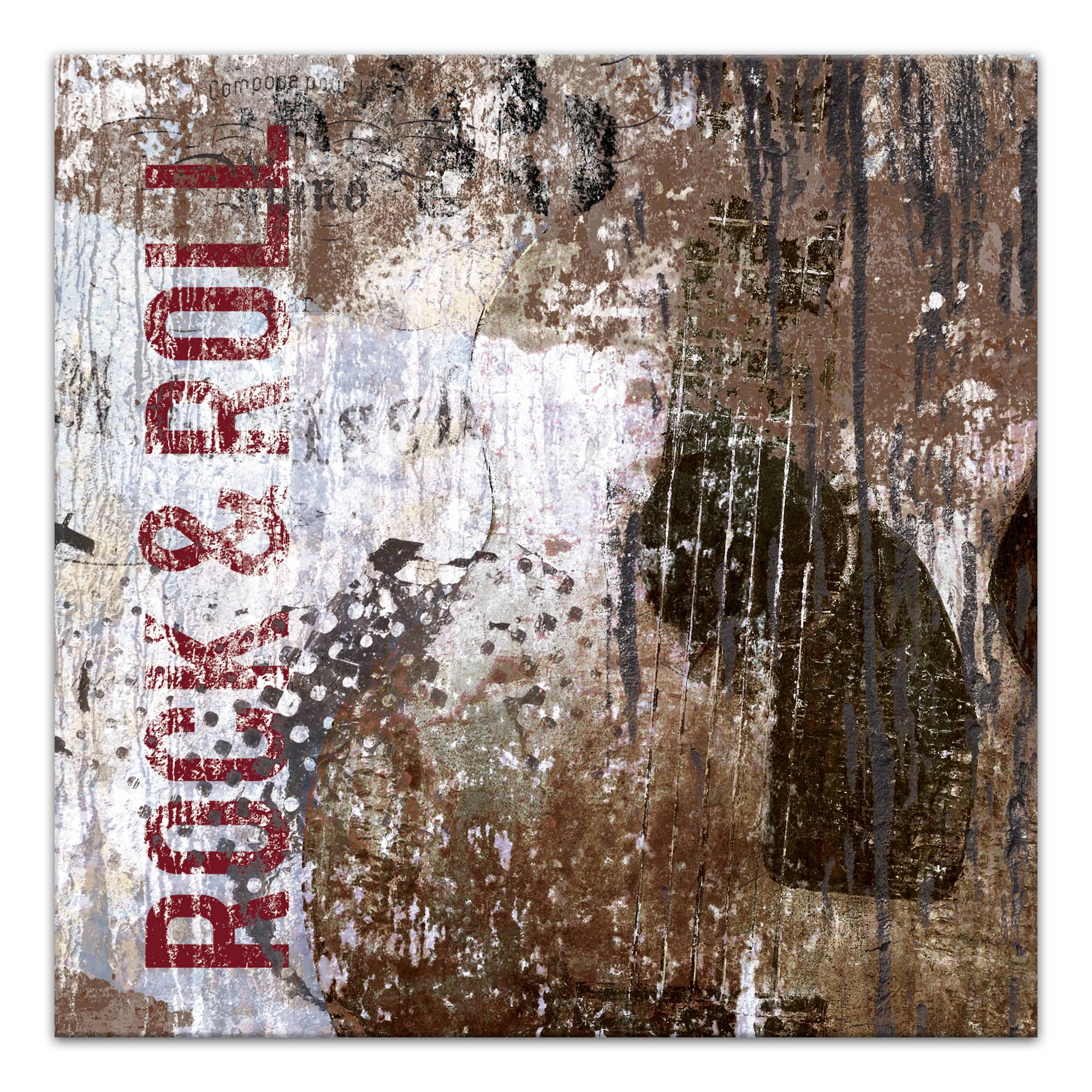 Rock And Roll Guitar 16" x 16" Canvas Wall Art