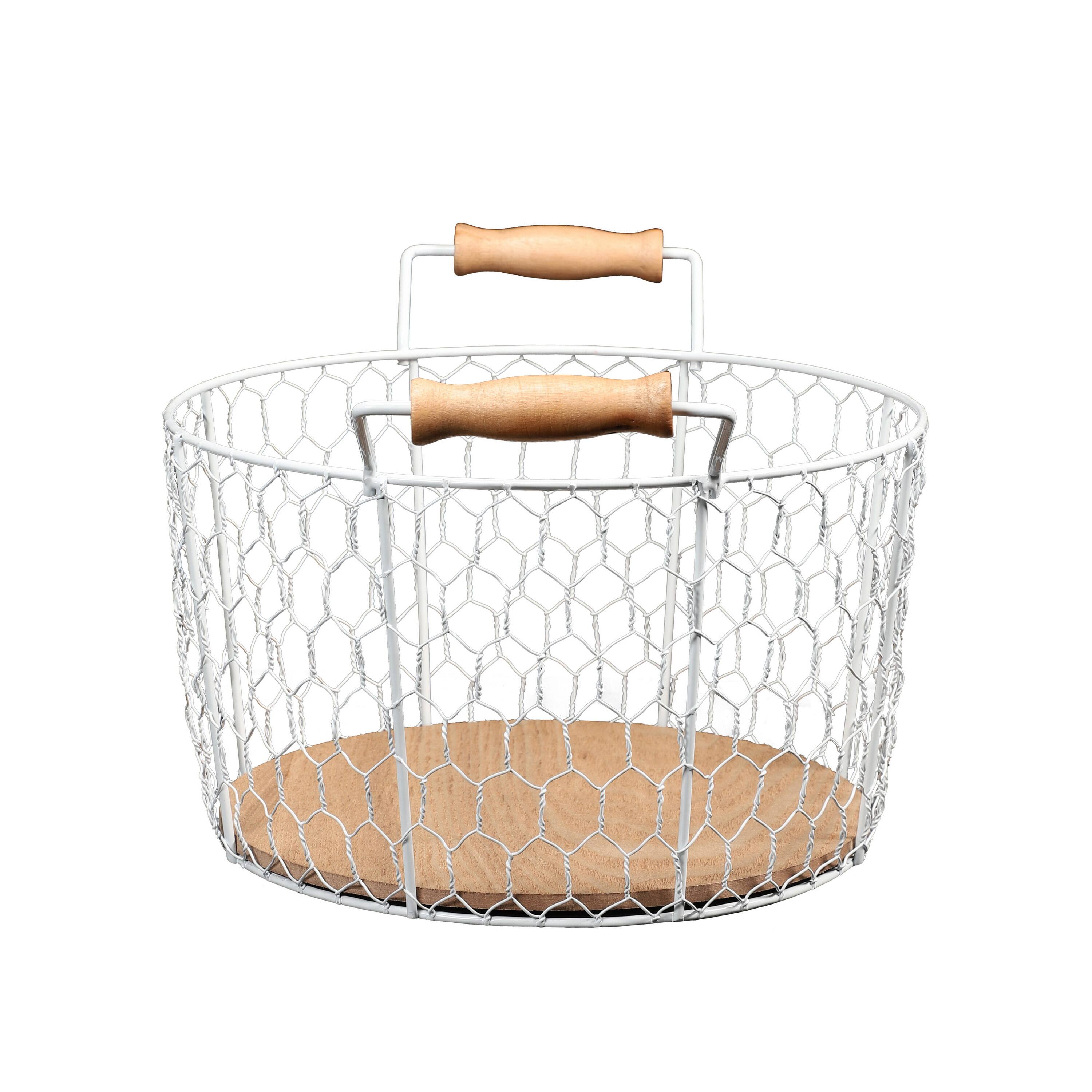 6 Pack: 12" Chicken Wire Basket with Wood Look Base