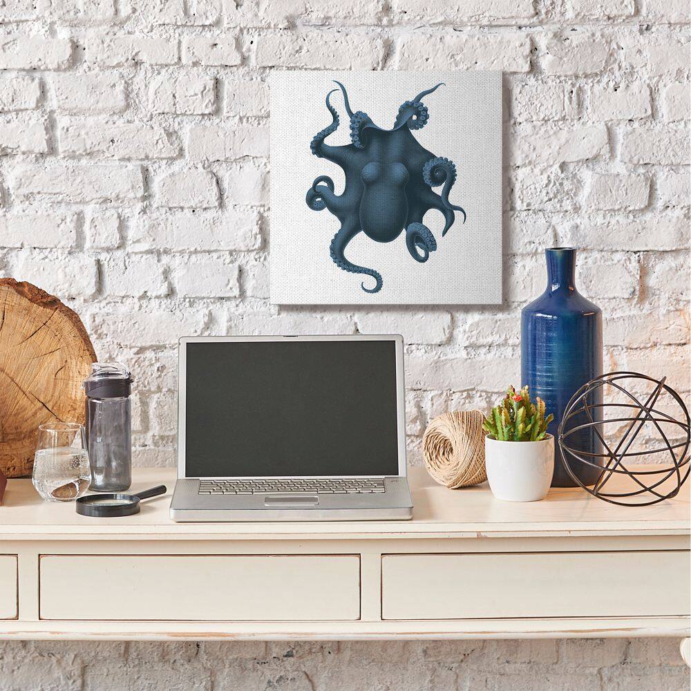 Stupell Industries Minimal Blue Octopus Marine Life Sea Creature Canvas Wall Art