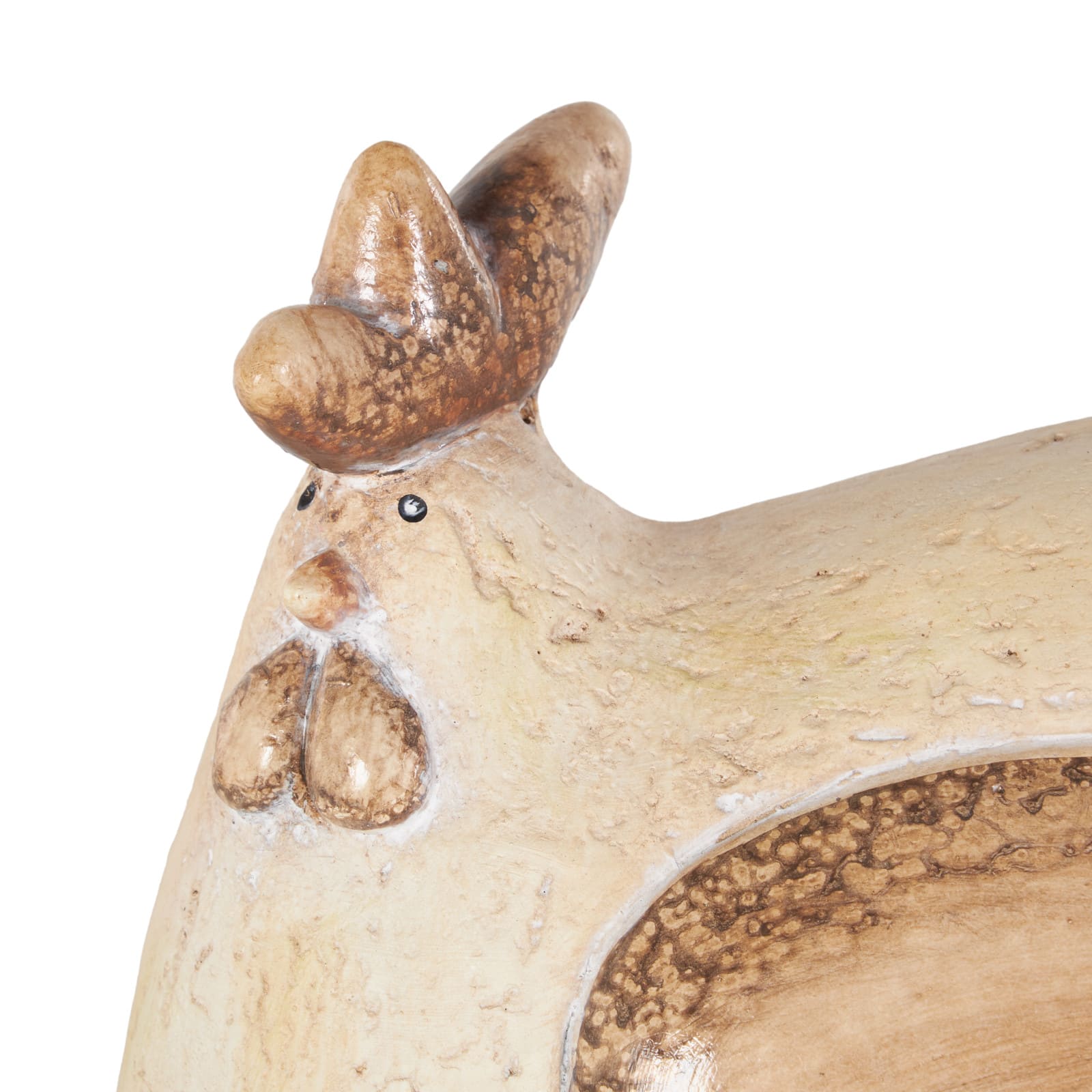 Cream & Brown MGO Rooster Sitting Garden Sculpture