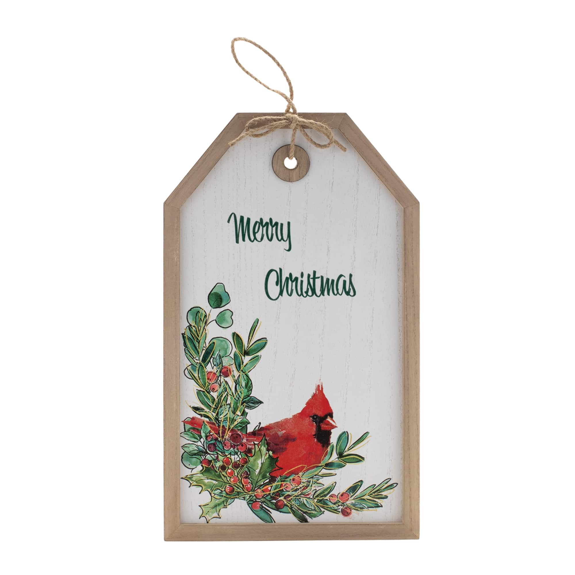 Melrose 16" Merry Christmas Cardinal Tag