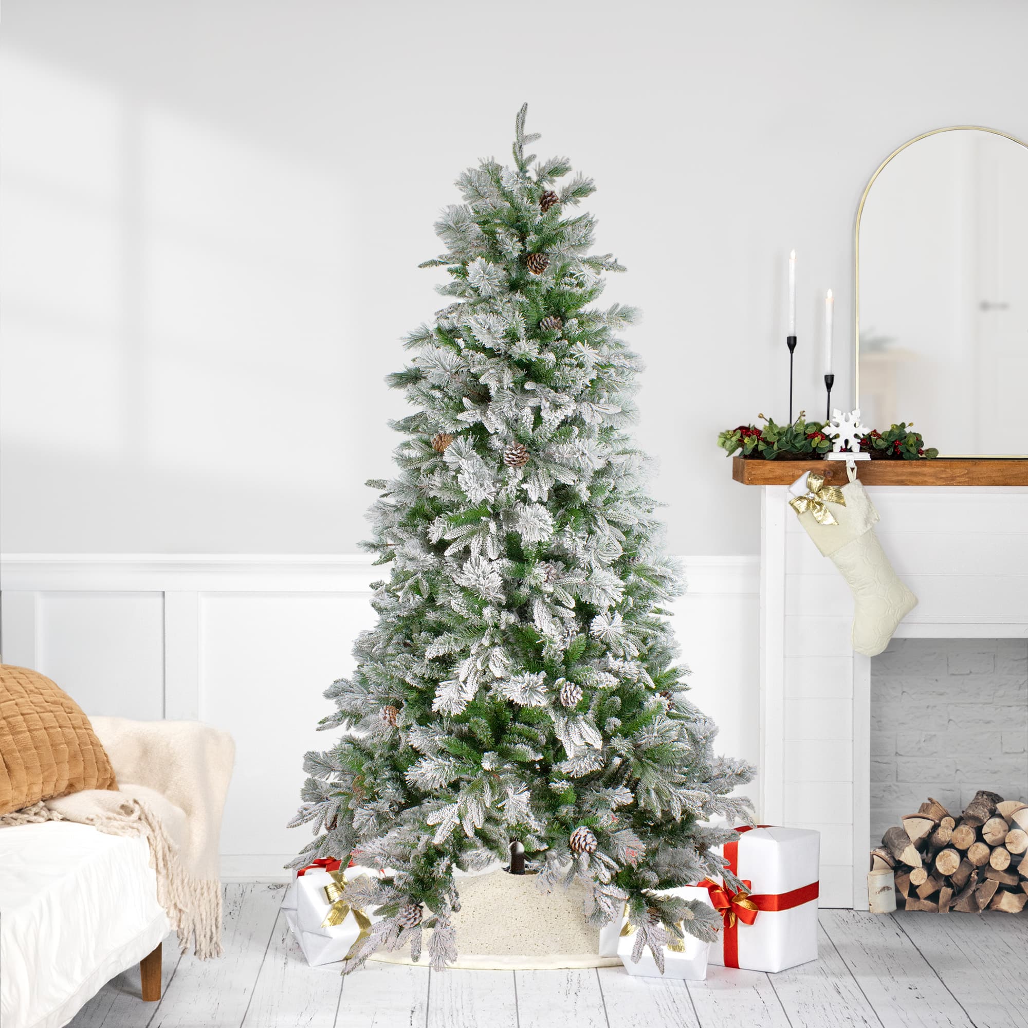 6.5Ft Unlit Flocked Rosemary Emerald Angel Pine Medium Artificial Christmas Tree By Northlight in Green | 6.5 ft | Michaels®