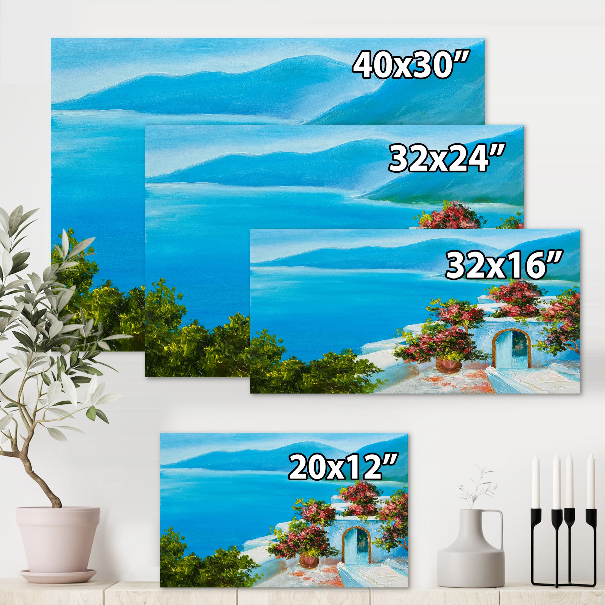 Designart - House Near The Sea Colorful Flowers I - Nautical & Coastal Canvas Wall Art Print