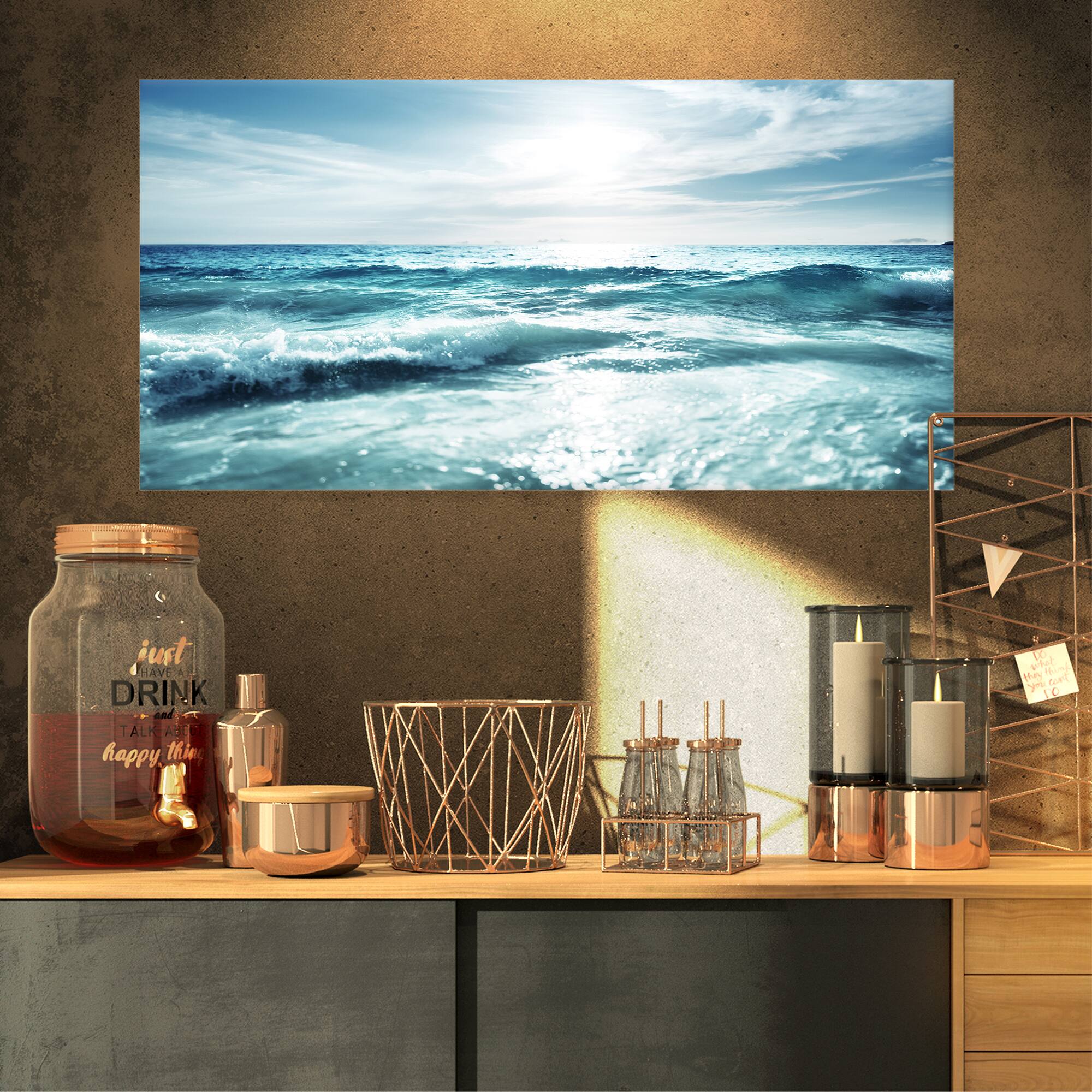 Designart - Seychelles Beach at Sunset - Seascape Canvas Art Print