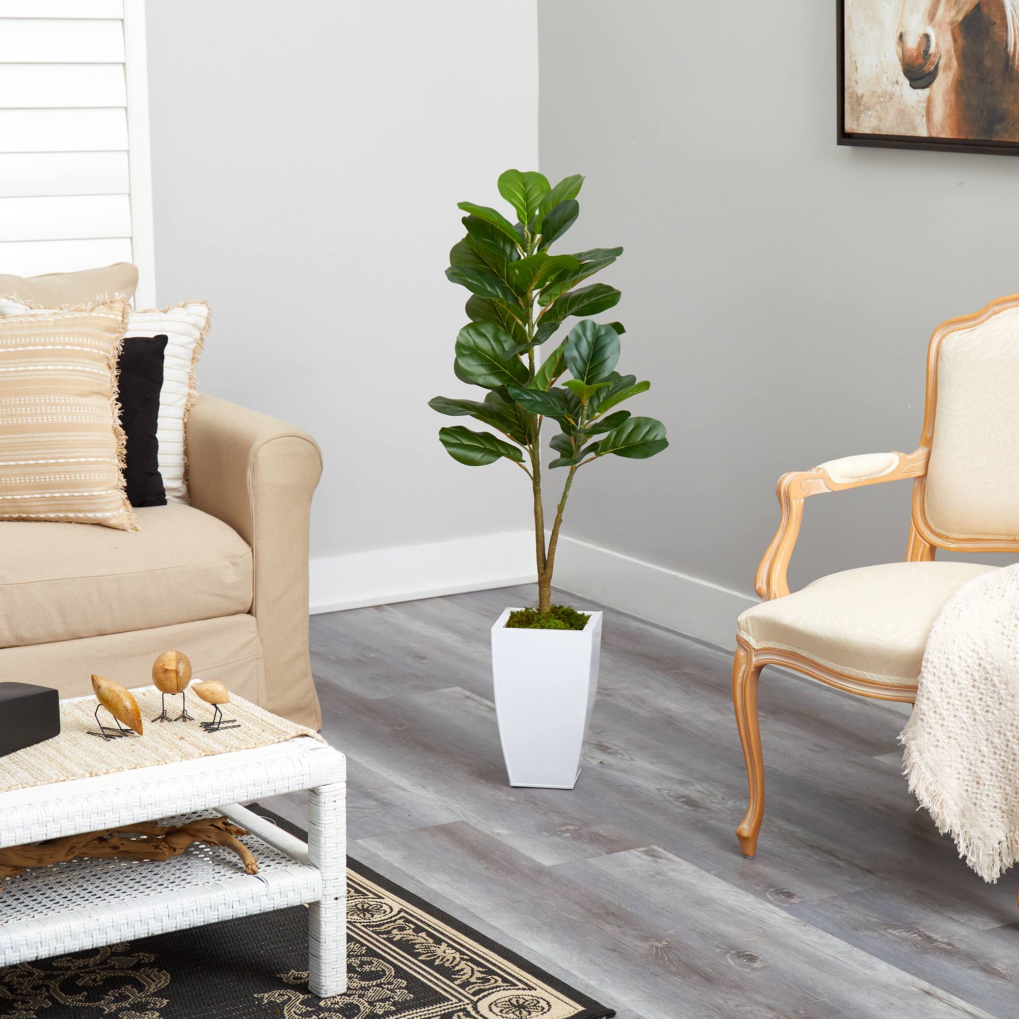 4ft. Fiddle Leaf Fig Tree in Metal Planter